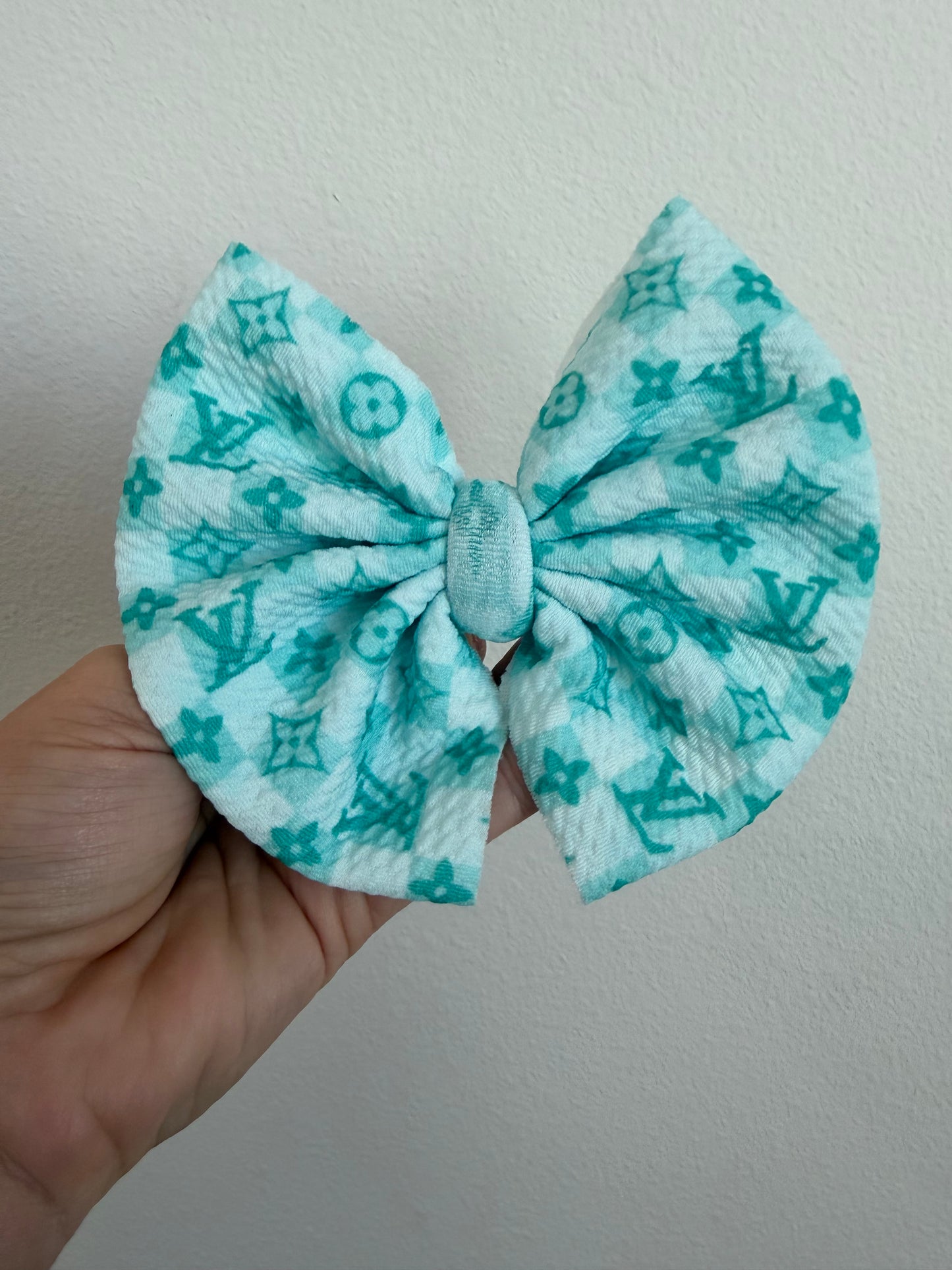 BIG CLIP BOW - BOUJEE TURQUOISE CHECKERED