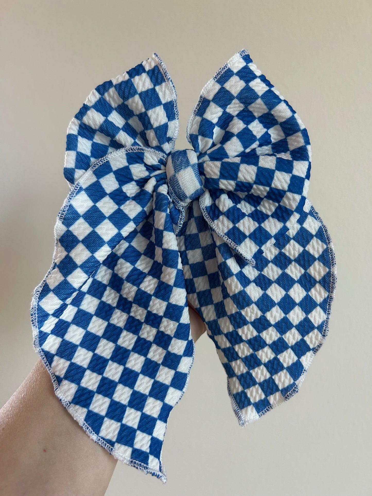 SAILOR BOW - READY TO SHIP - ROYAL BLUE CHECKERED