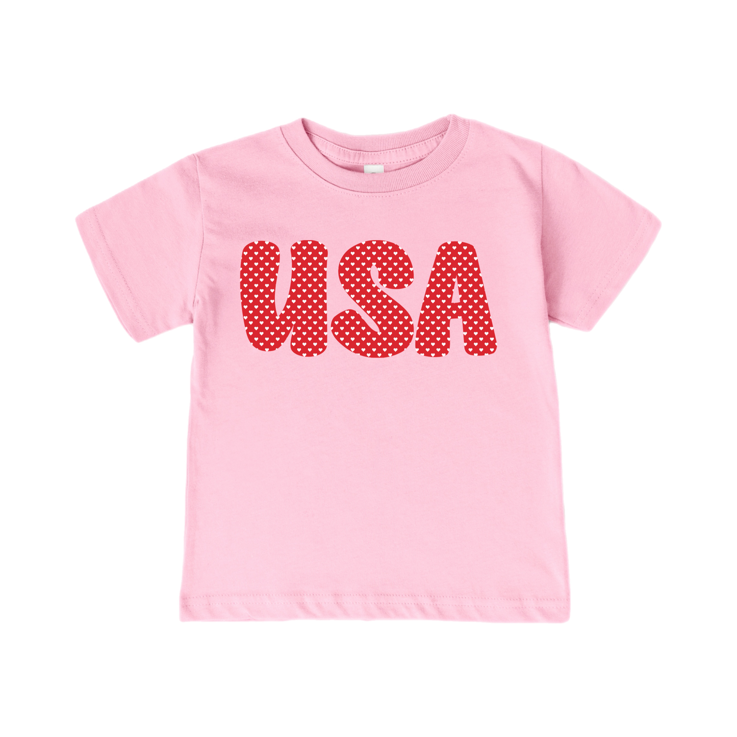 TEE - USA PINK WITH RED HEARTS