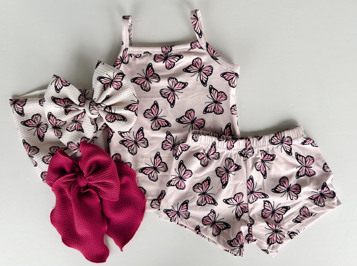 TANK/SHORT SET - PINK BUTTERFLIES