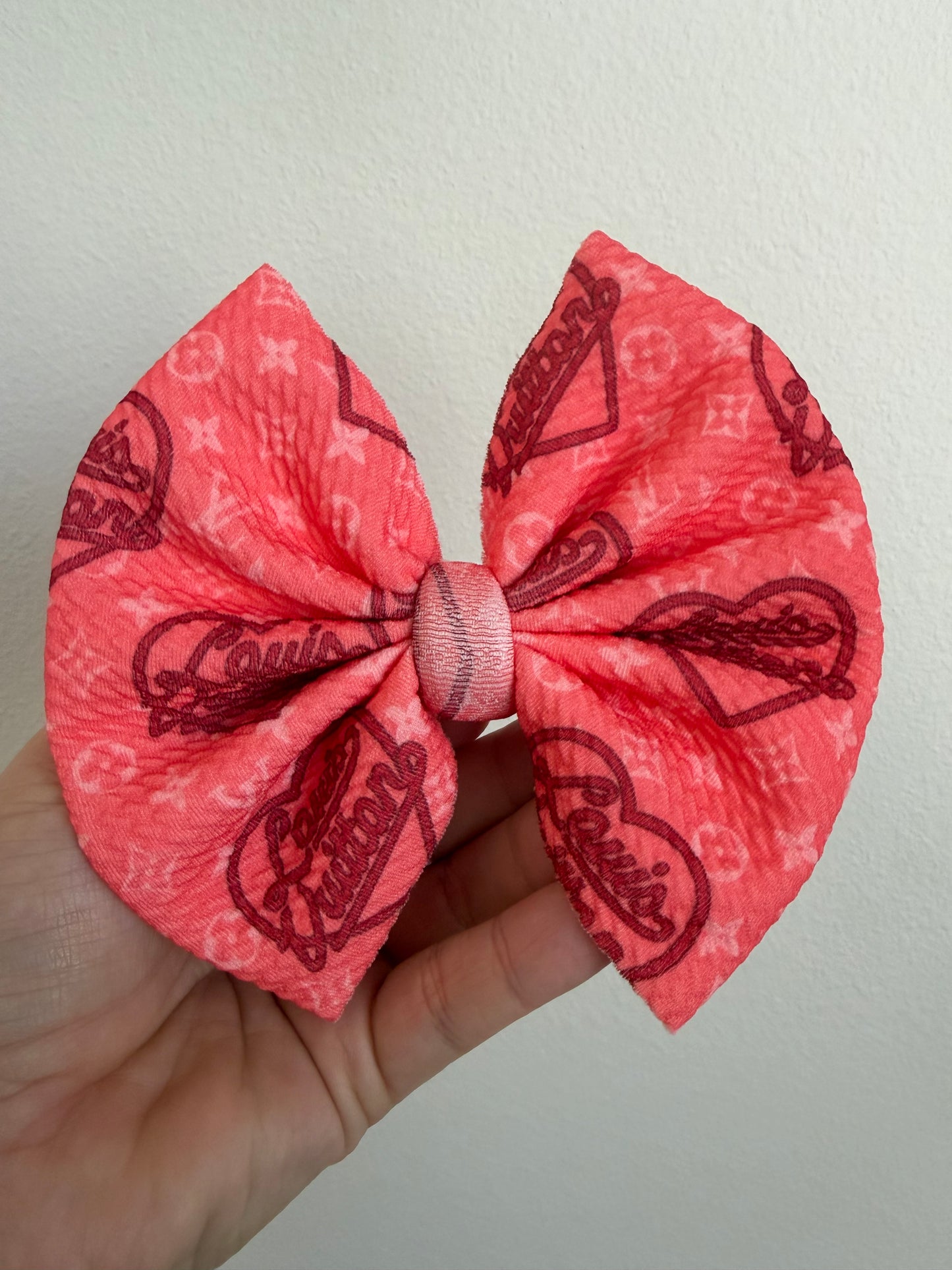 BIG CLIP BOW - BOUJEE PINK HEARTS