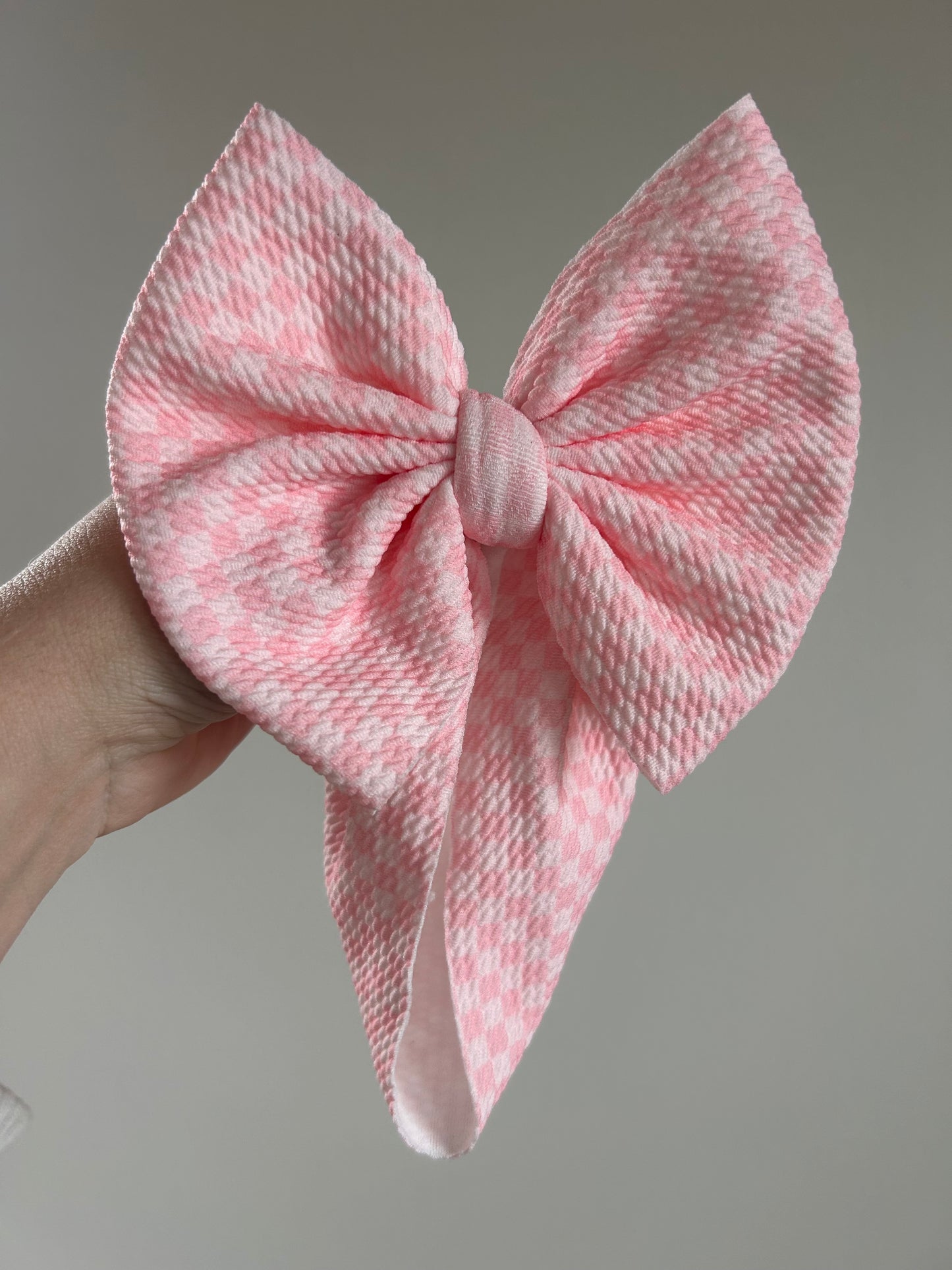 READY TO SHIP - BABY REGULAR BOW WRAP - CHECKRED PINK/PINK