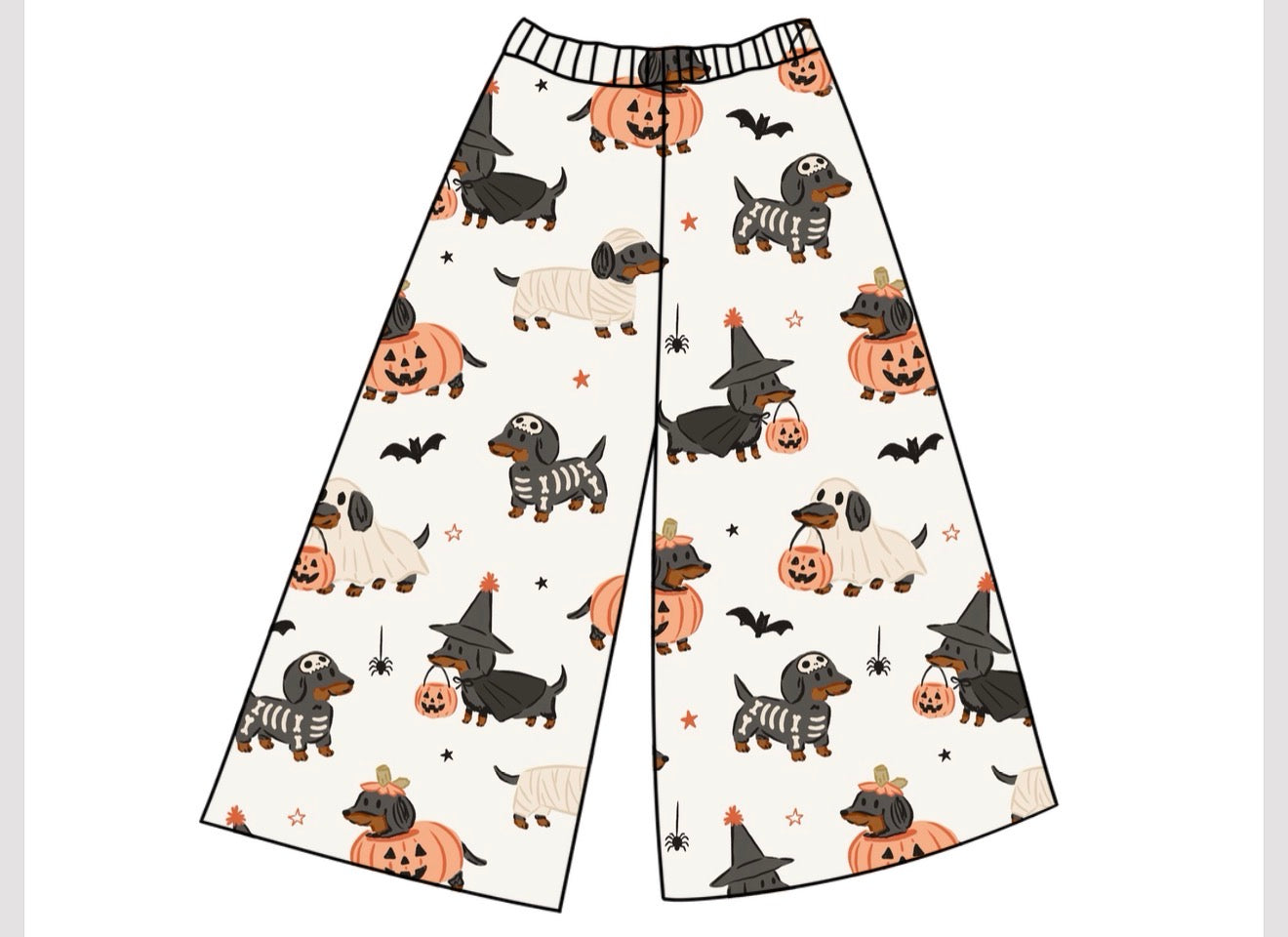HALLOWEEN LOUNGE SET PRE ORDER -WEENIER DOG SCARIES - PANTS ONLY!!!
