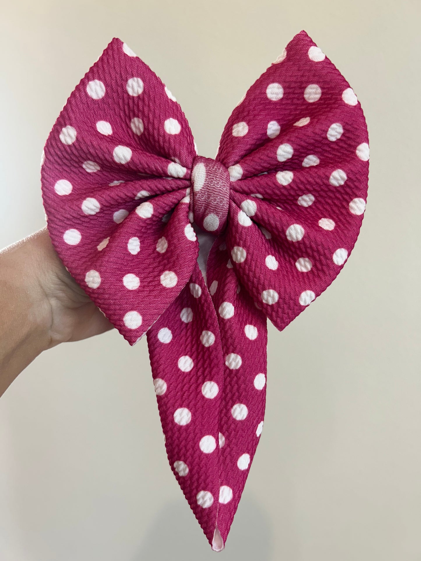 READY TO SHIP - BABY REGULAR BOW WRAP - MAGENTA SMALL DOTS
