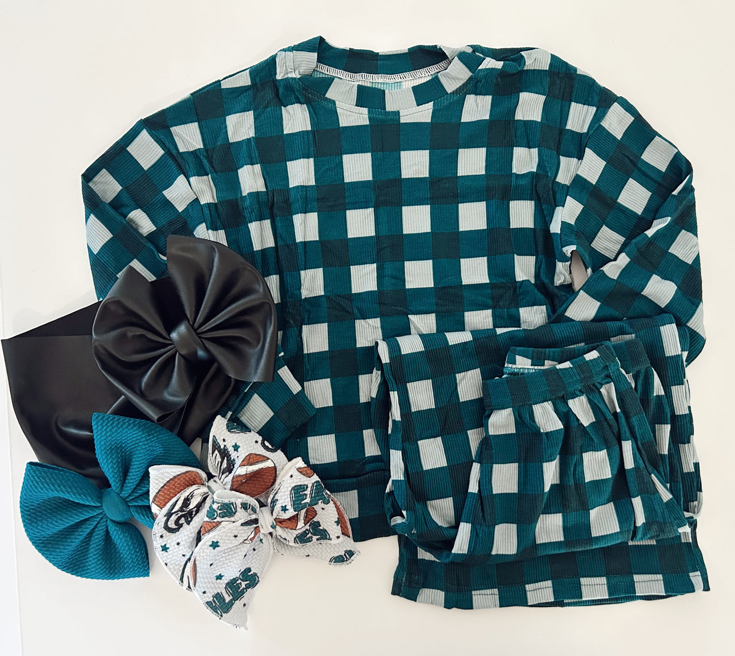 LOUNGE SET - READY TO SHIP -EAGLES GINGHAM