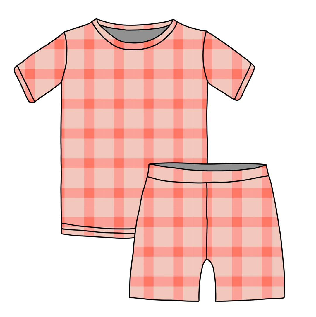 BAMBOO JAMMIES - READY TO SHIP - PINK/CORAL PLAID