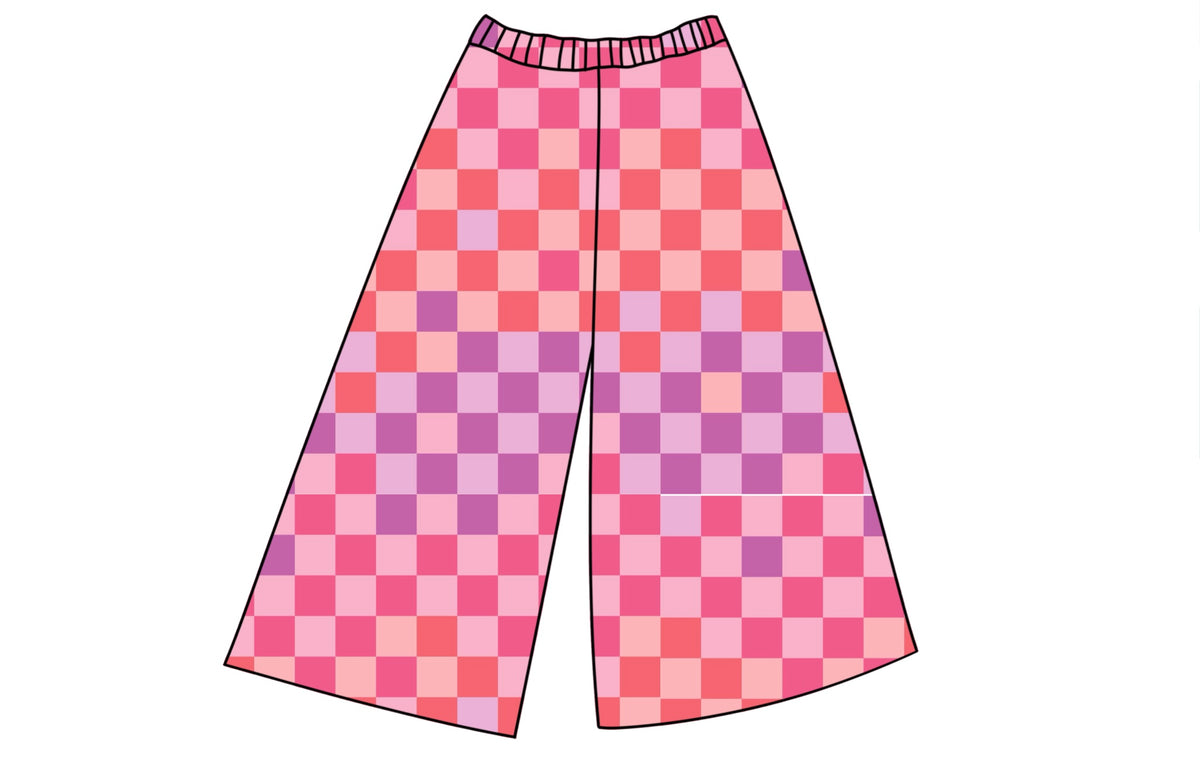 PRE ORDER - LOUNGE PANTS - CORAL/PINK/PURPLE CHECKERED