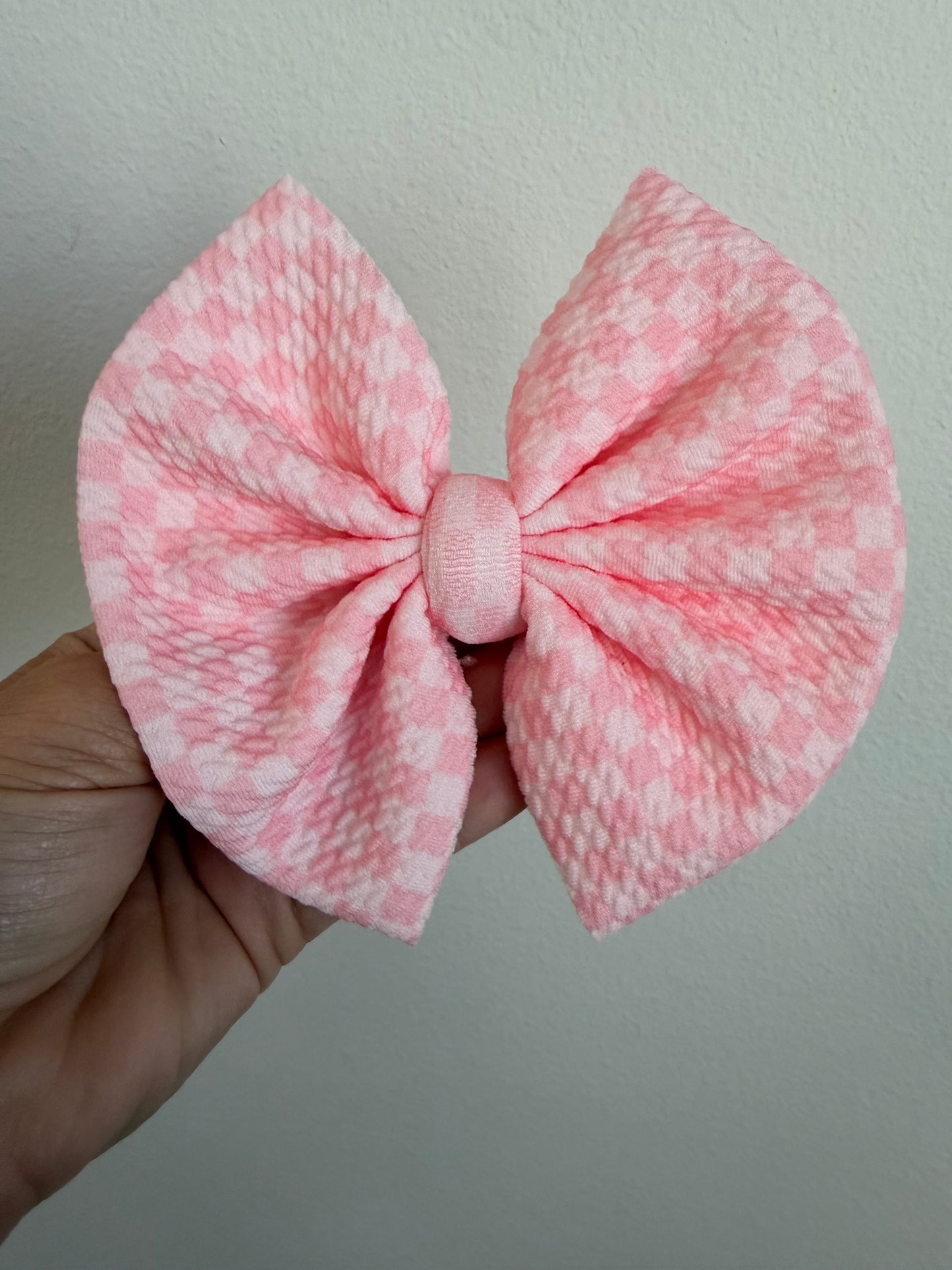 BIG CLIP BOW - PINK/PINK TINY CHECKERED