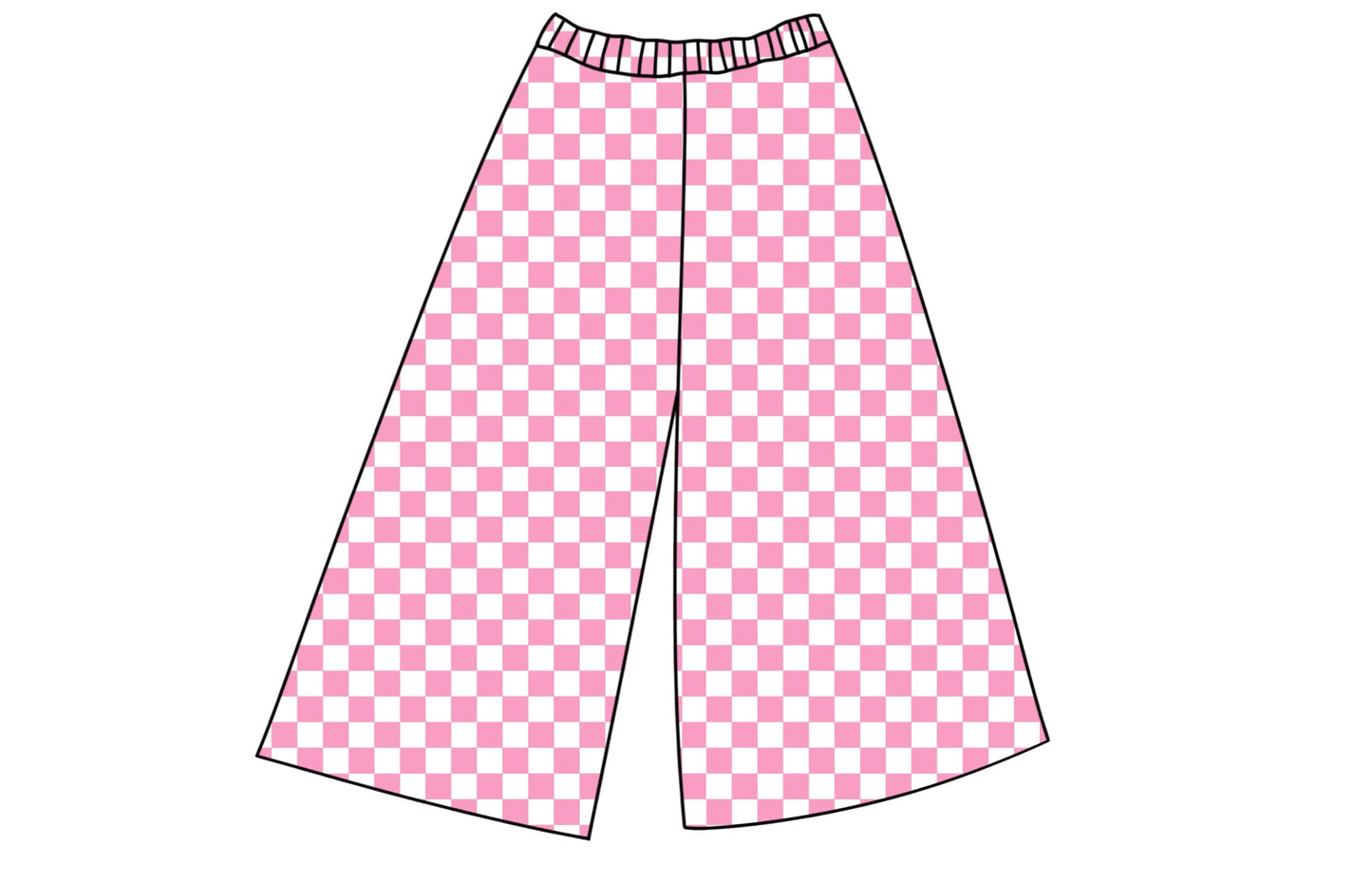RIBBED BAMBOO PANTS - PINK/WHITE CHECKERED