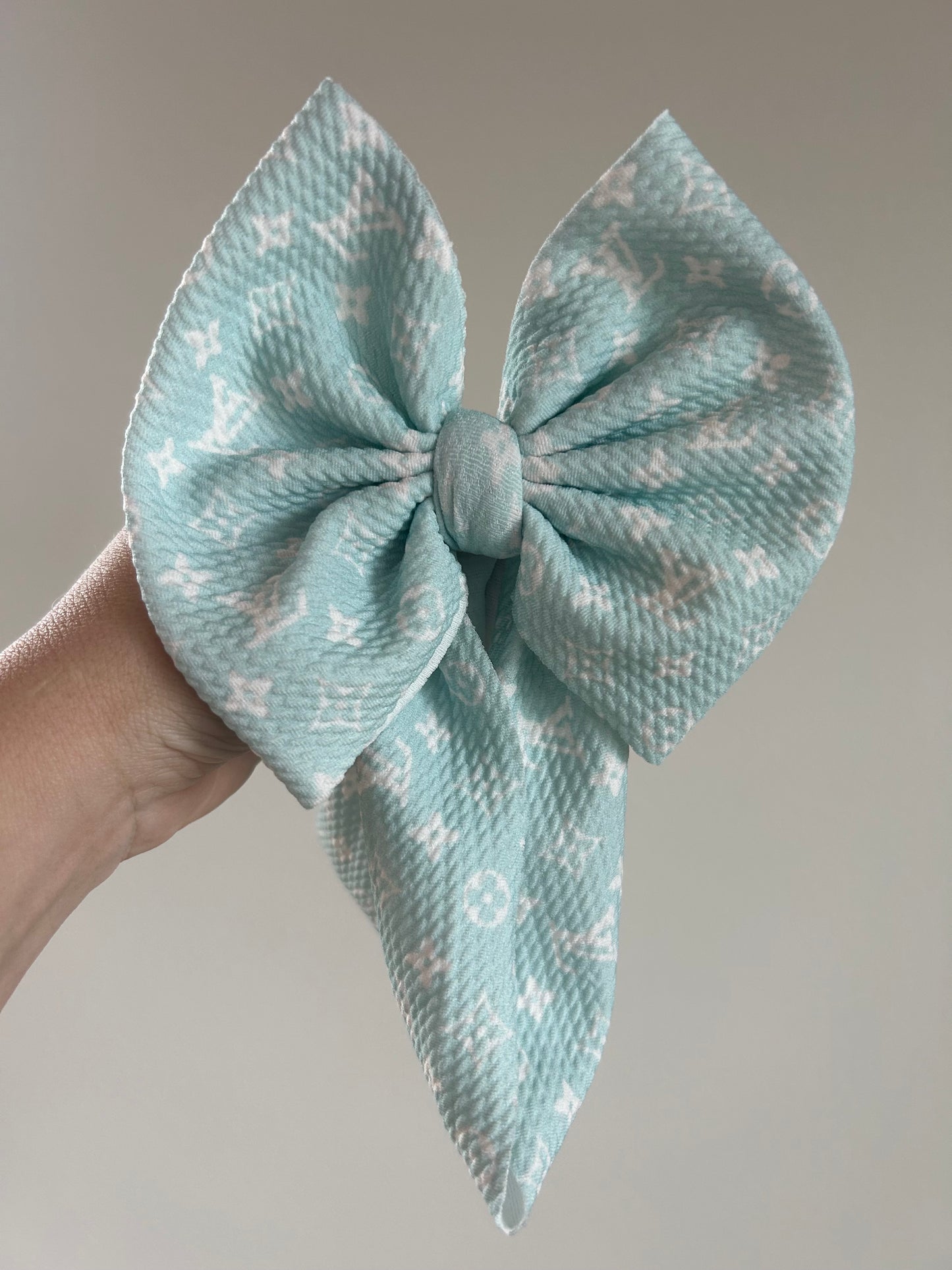 READY TO SHIP - BABY REGULAR BOW WRAP - BOUJEE MINT/WHITE