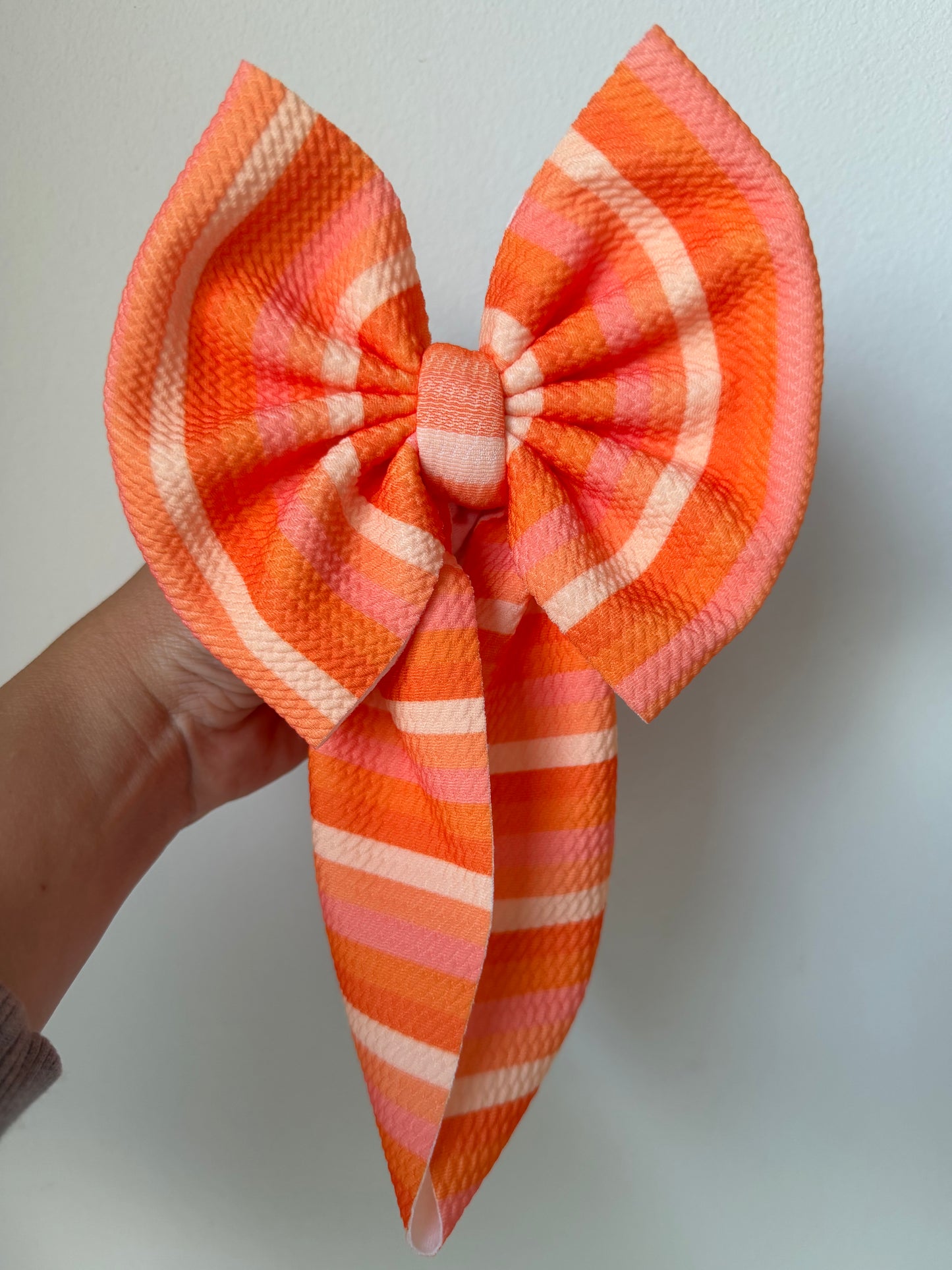 BABY REGULAR BOW- ORANGE STRIPE