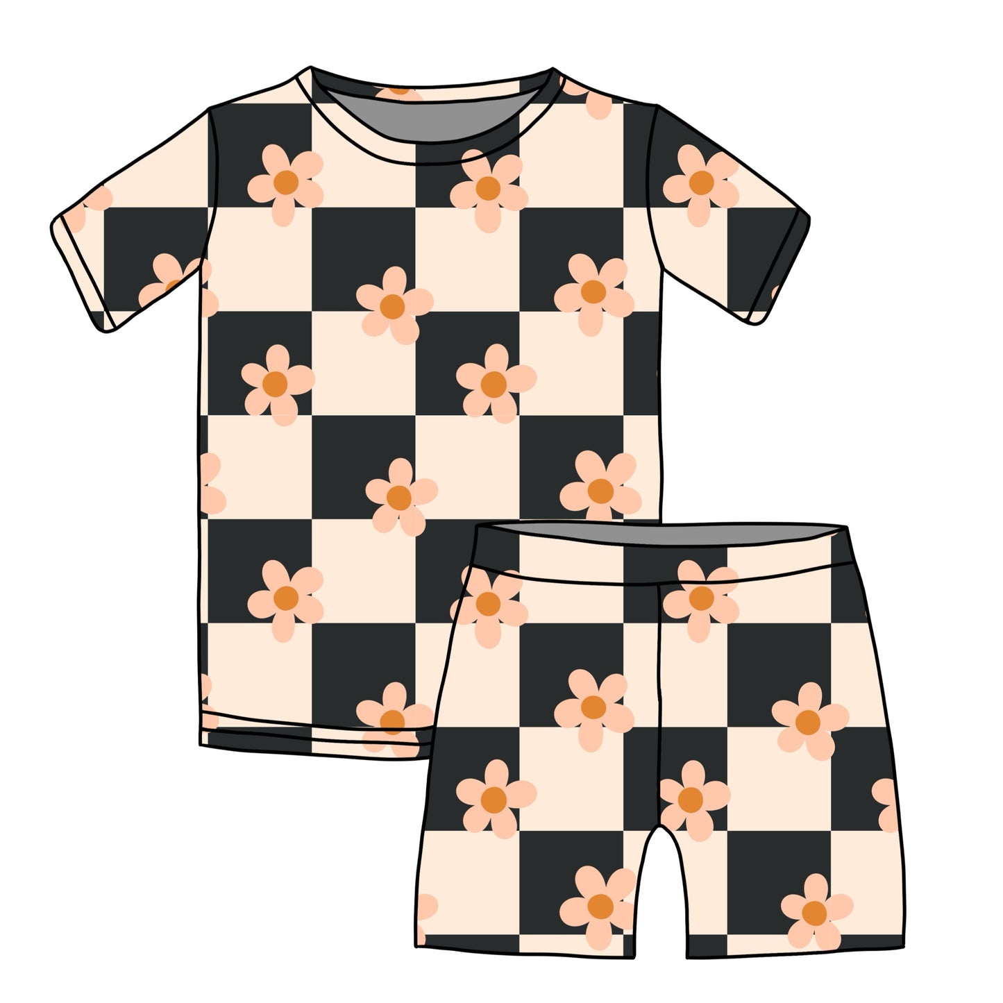 BAMBOO JAMMIES - CHECKERD FLOWER