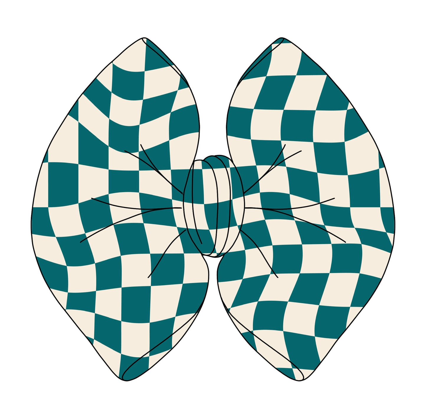 BOW - TEAL GROOVY CHECKERED