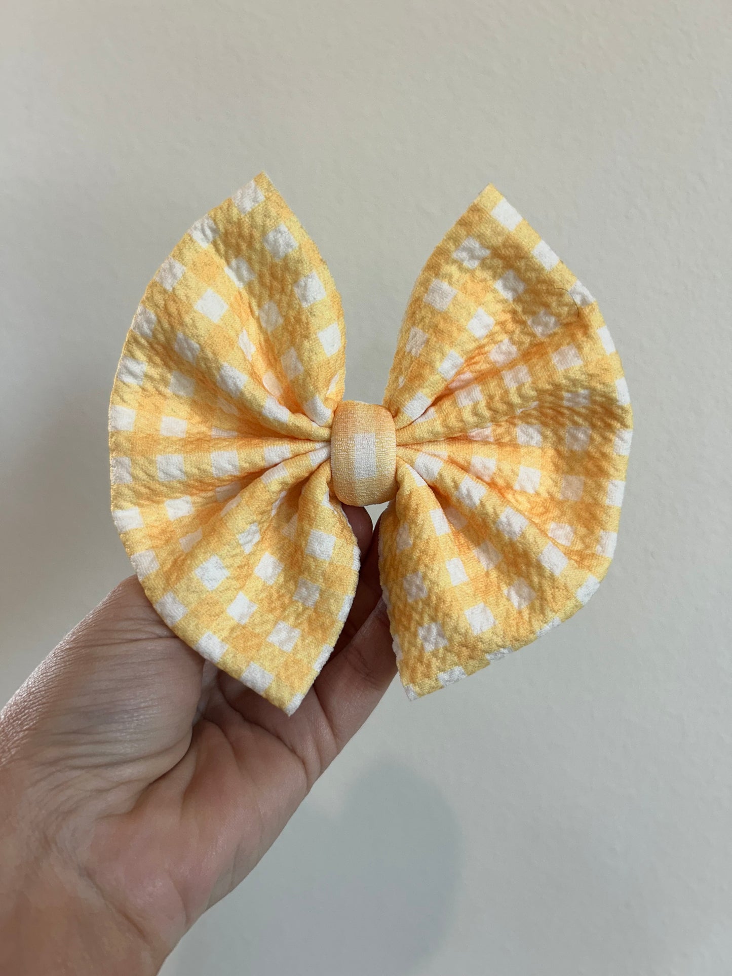 BIG CLIP BOW - YELLOW GINGHAM