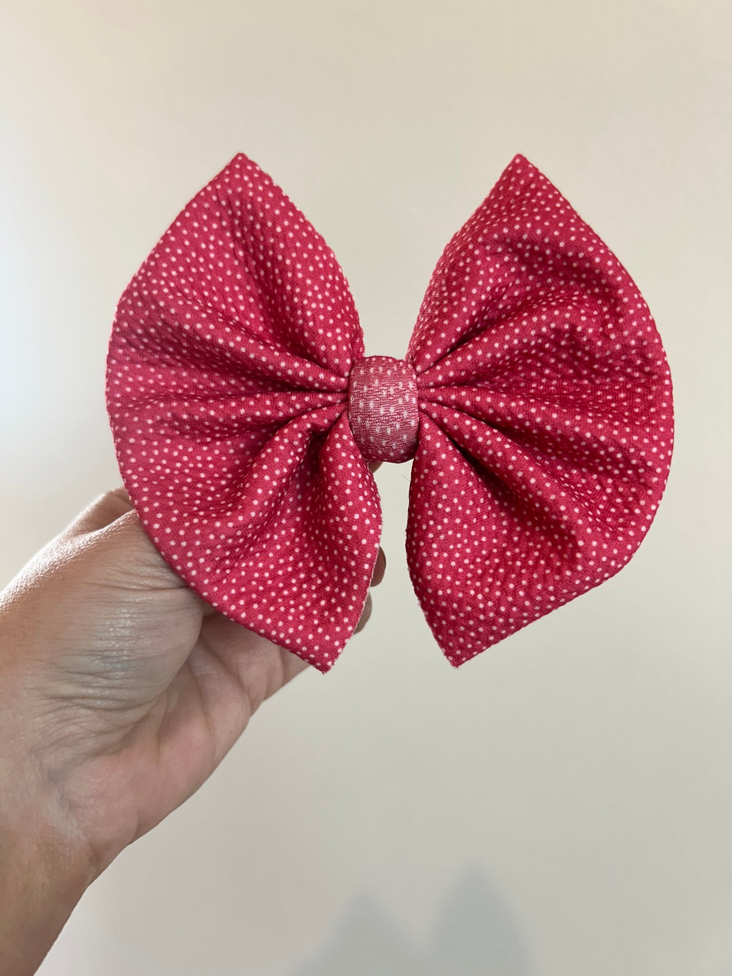 BIG CLIP BOW - RASPBERRY DOTS