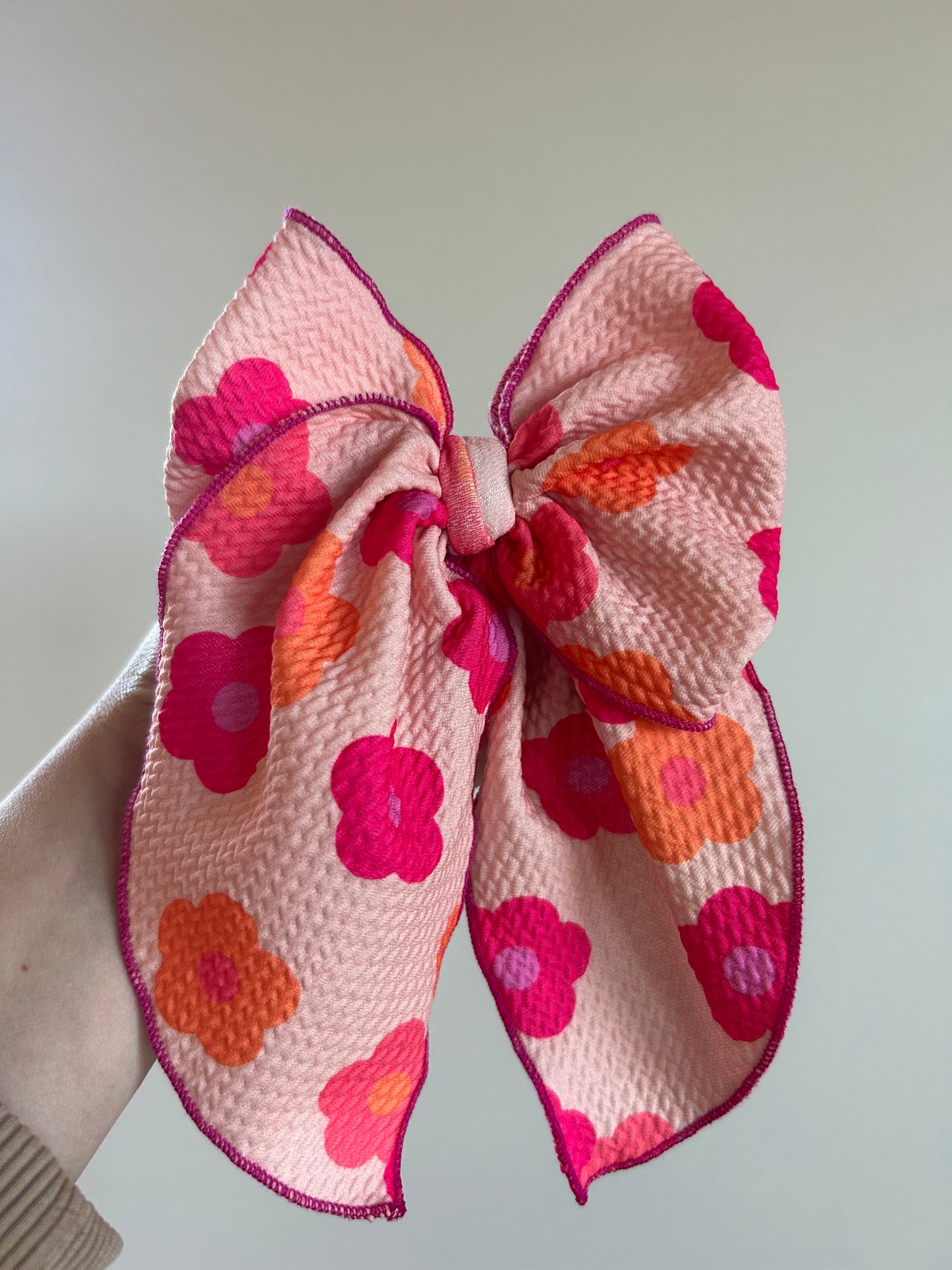 SAILOR BOW - READY TO SHIP - PINK/ORANGE/CORAL FLOWERS