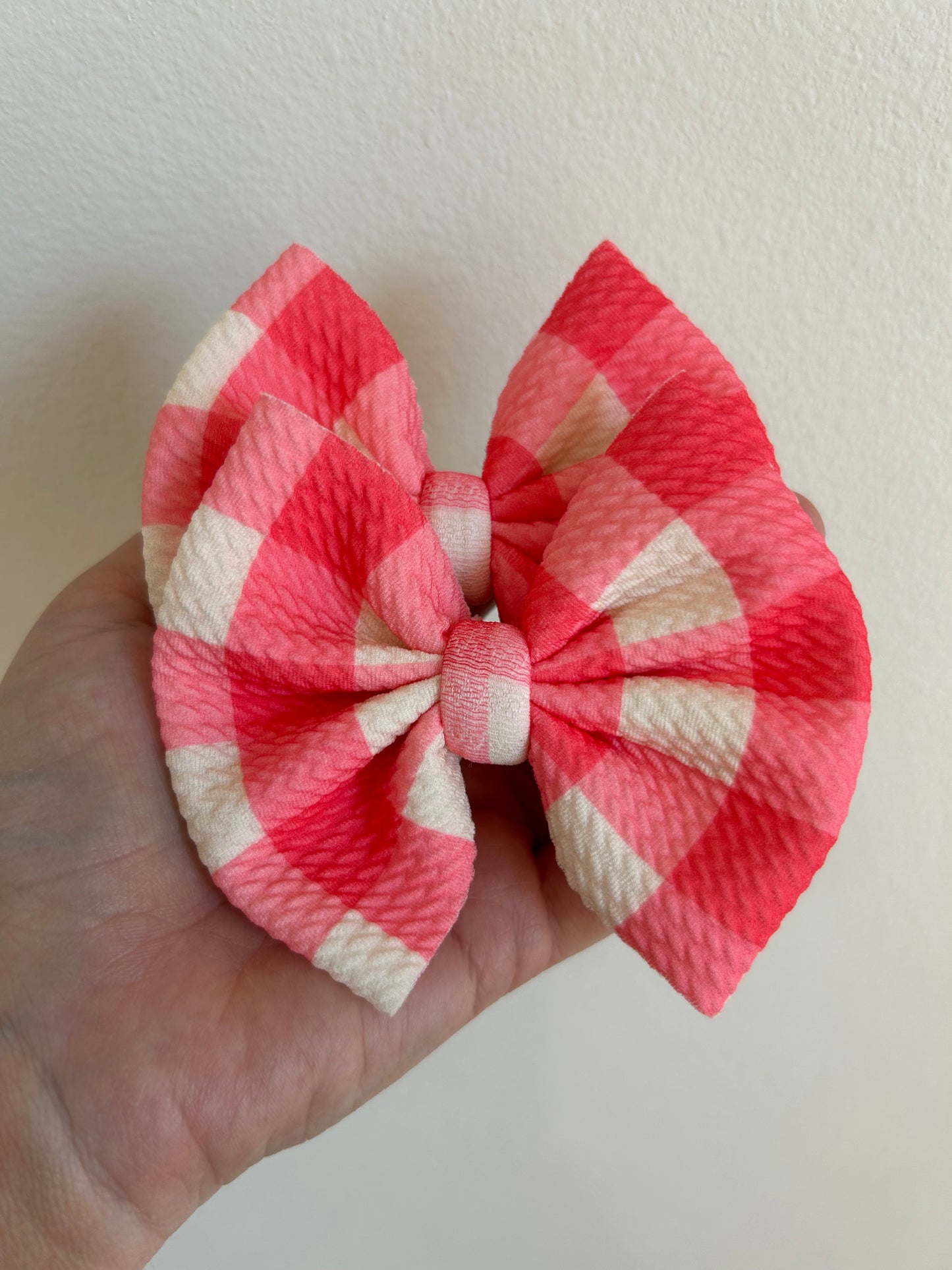 PIGGIE CLIPS - PINK/IVORY GIGHAM