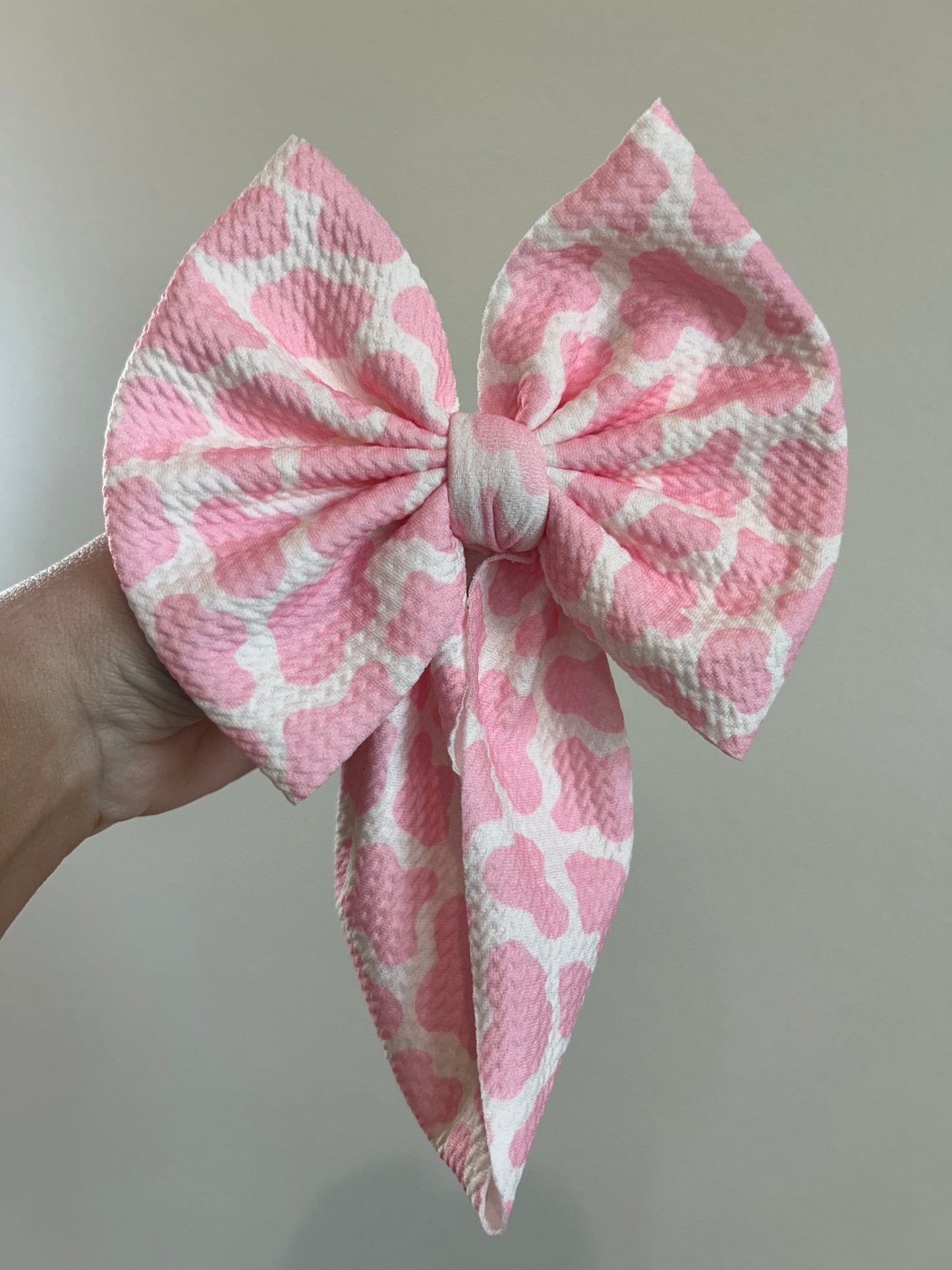 READY TO SHIP - BABY REGULAR BOW WRAP -PINK COW PRINT