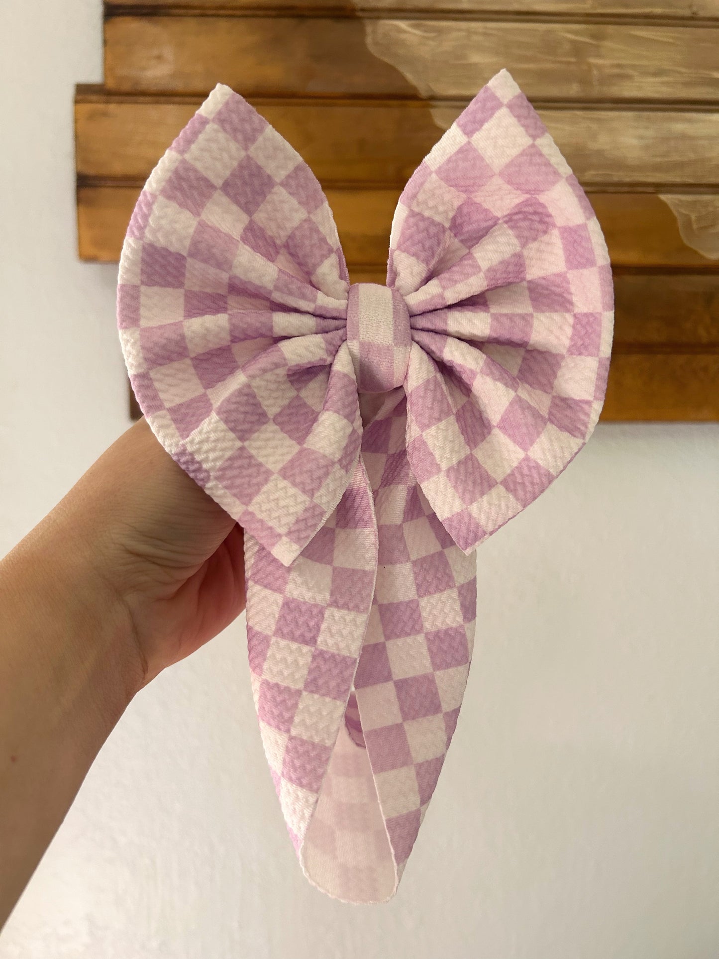 BOW -PURLE CHECKERED
