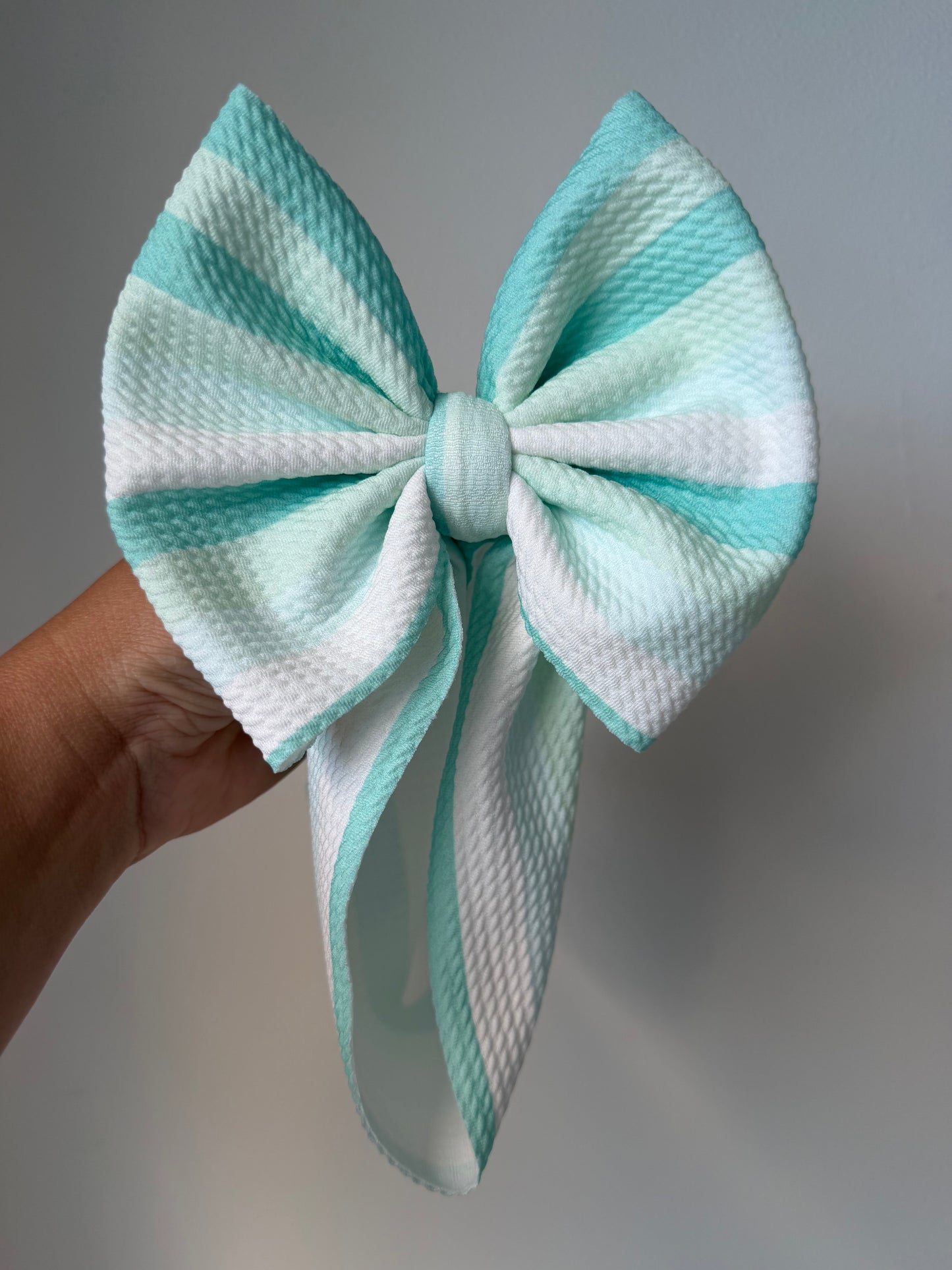 BABY REGULAR BOW- MINT STRIPE
