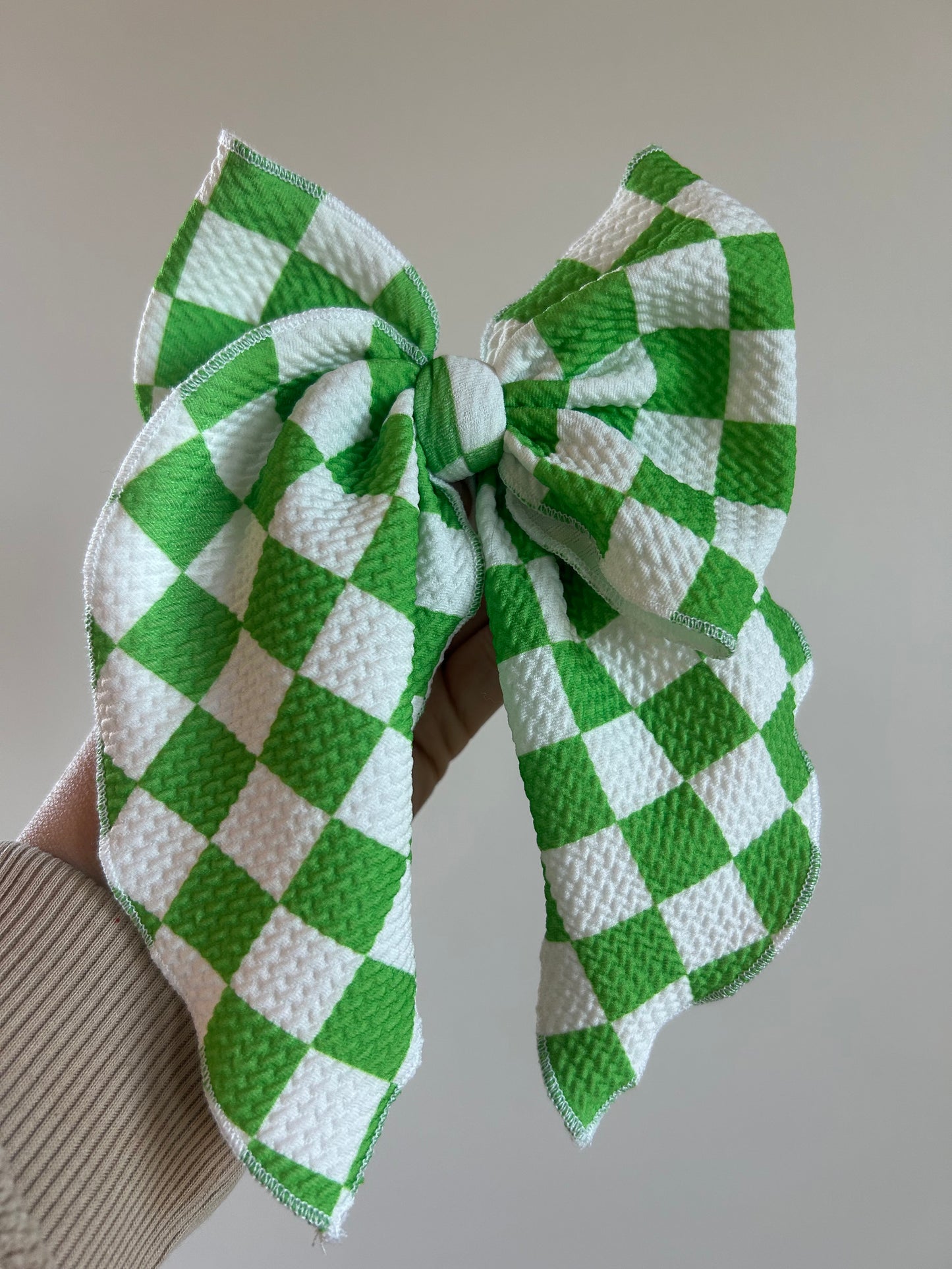 SAILOR BOW - READY TO SHIP - BRIGHT GREEN CHECKERED