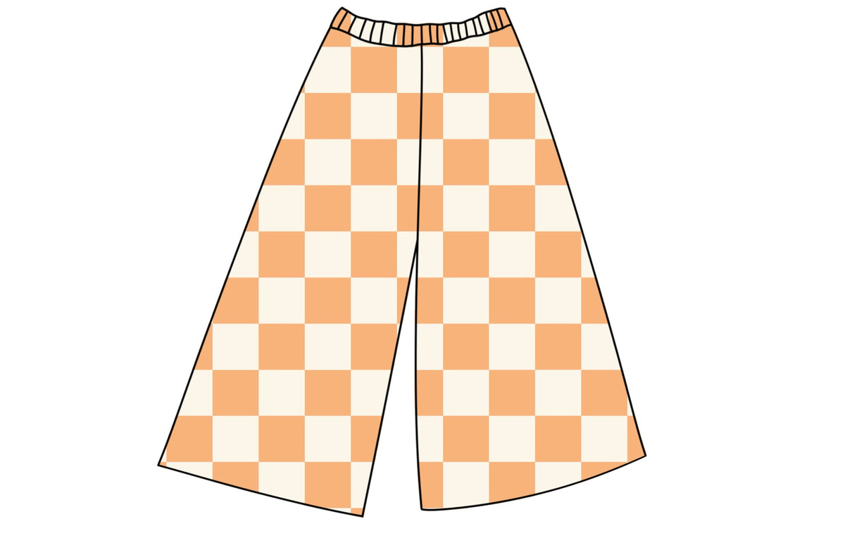 LOUNGE PANTS - LIGHT ORANGE /WHITE CHECKERED