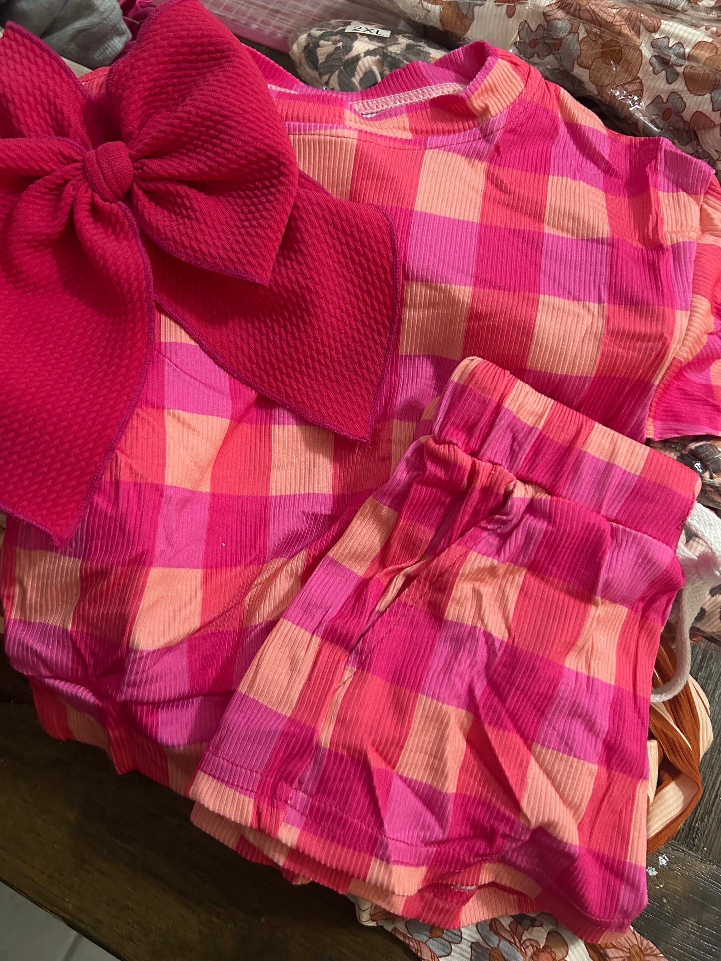 PINK CHECKERED LOUNGE SET