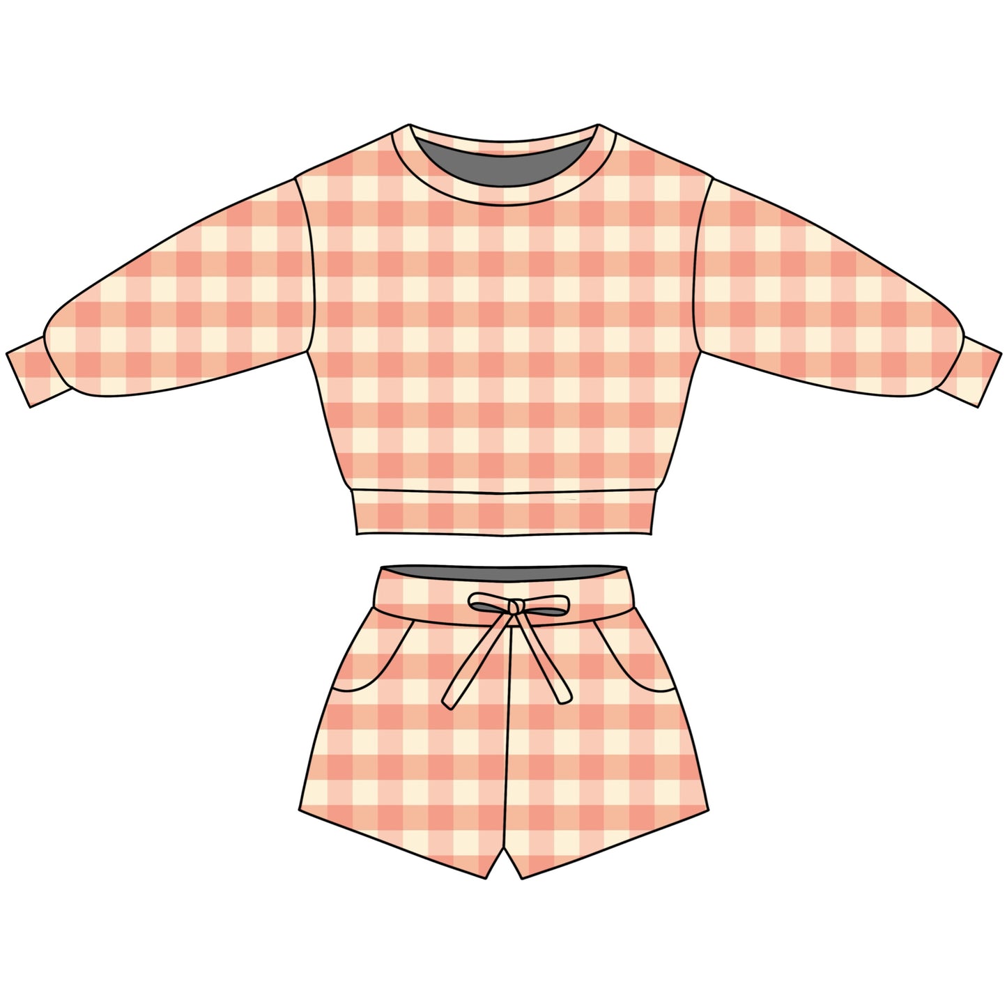 LOUNGE SET - RIBBED BAMBOO - PRE ORDER - PINK GINGHAM