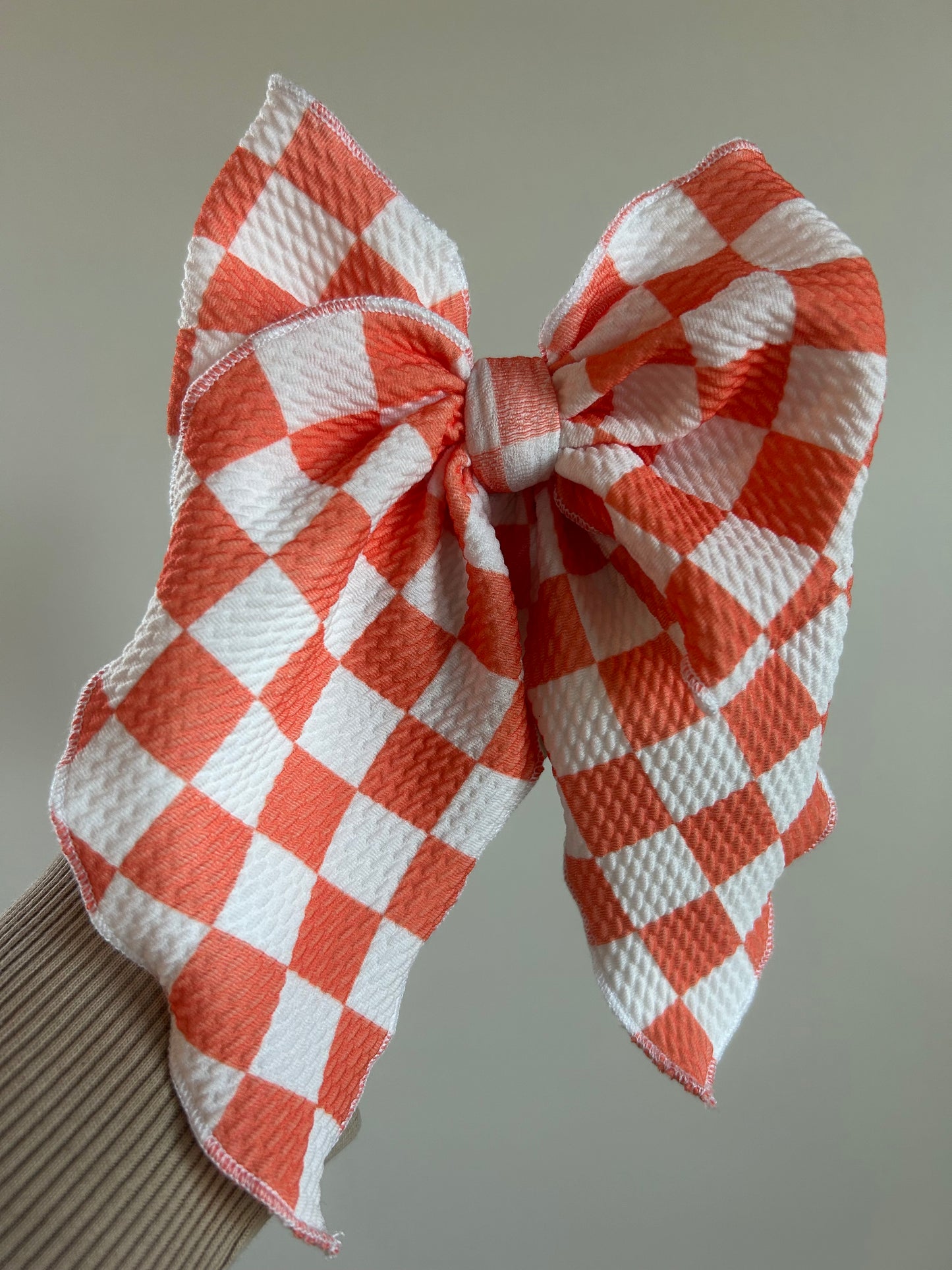 SAILOR BOW - READY TO SHIP - LIGHT ORANGE CHECKERED