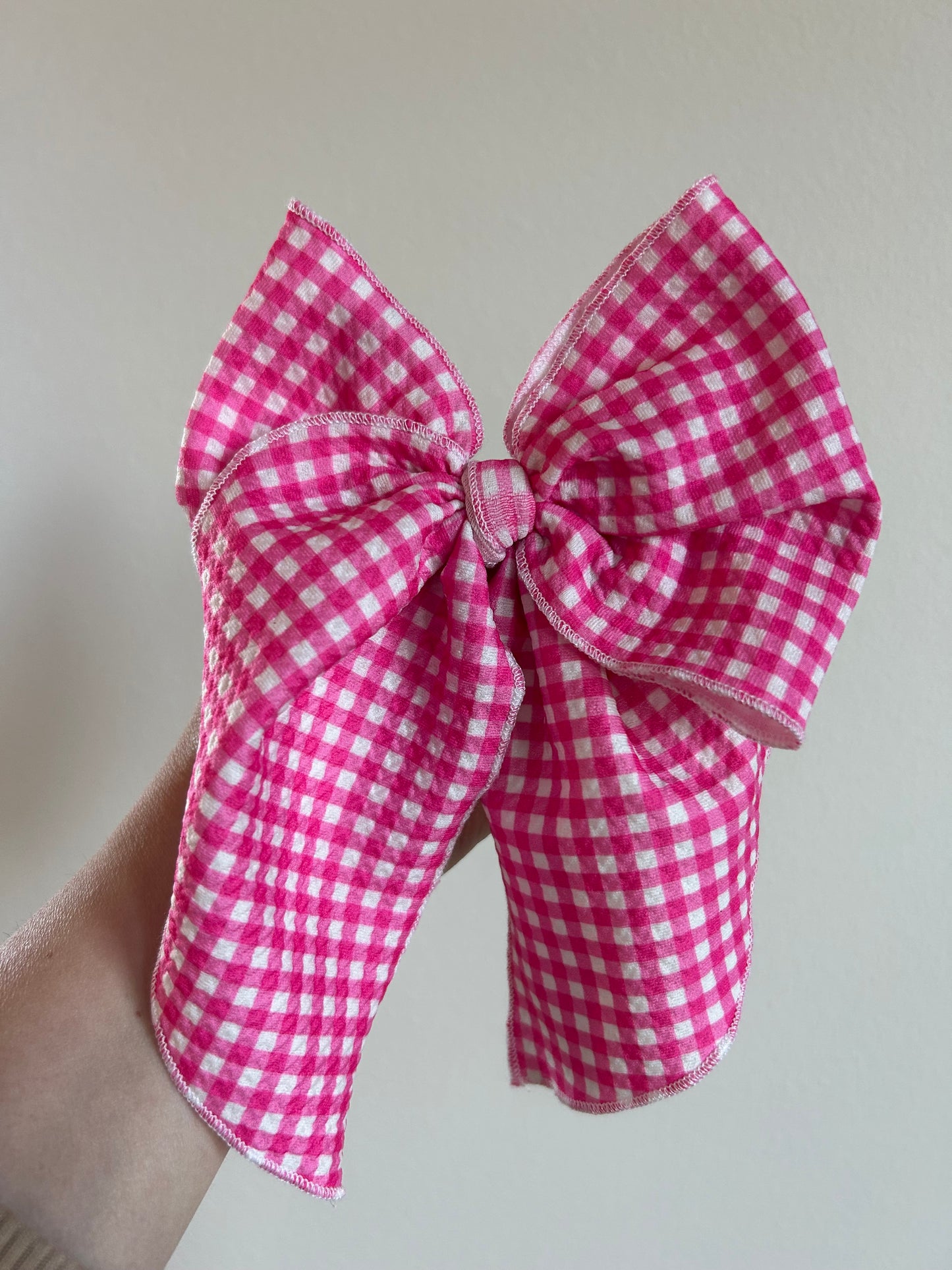 SAILOR BOW - READY TO SHIP - HOT PINK GINGHAM