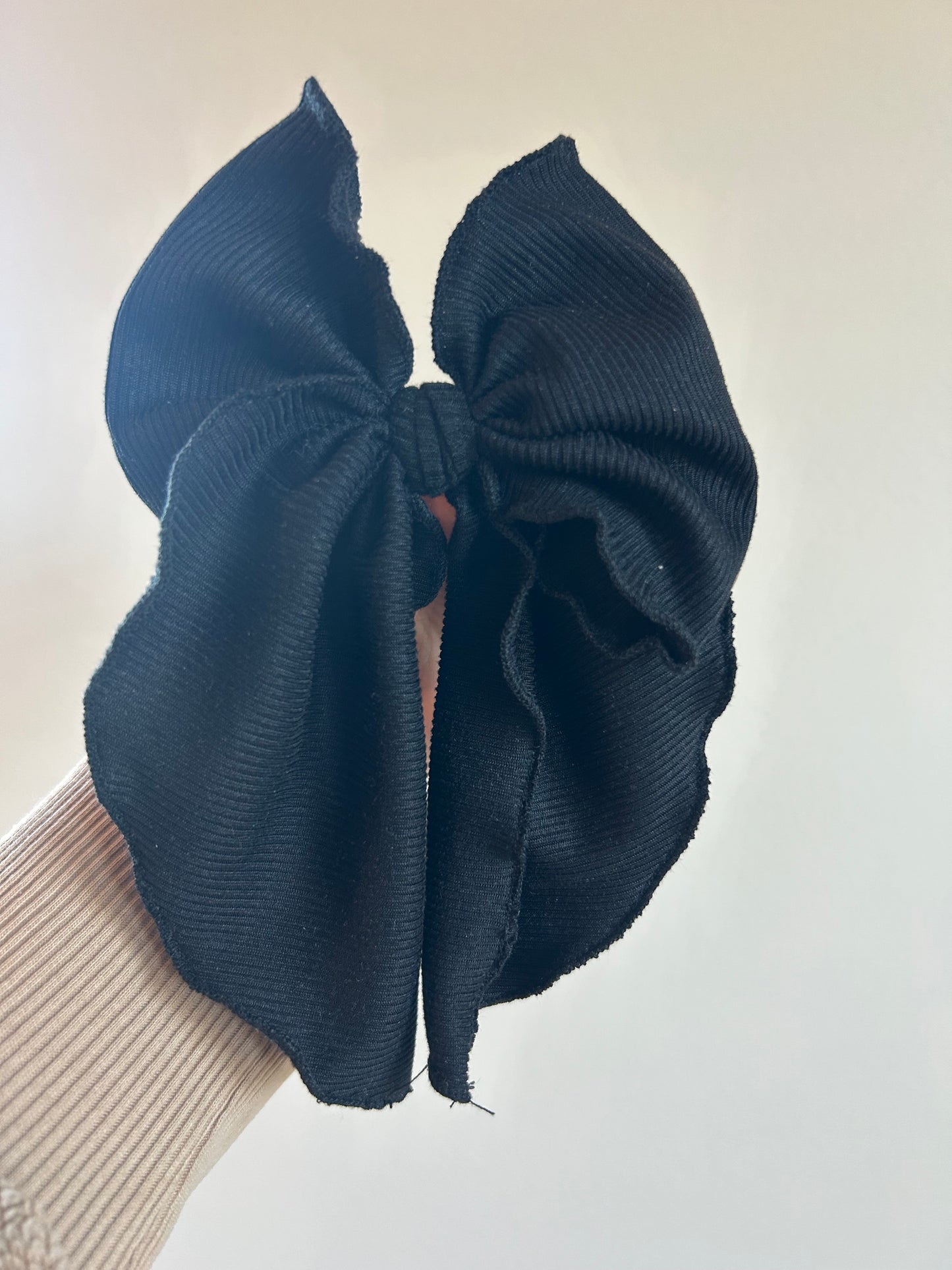 SAILOR BOW - READY TO SHIP - SMALL RIBBED BLACK FABRIC