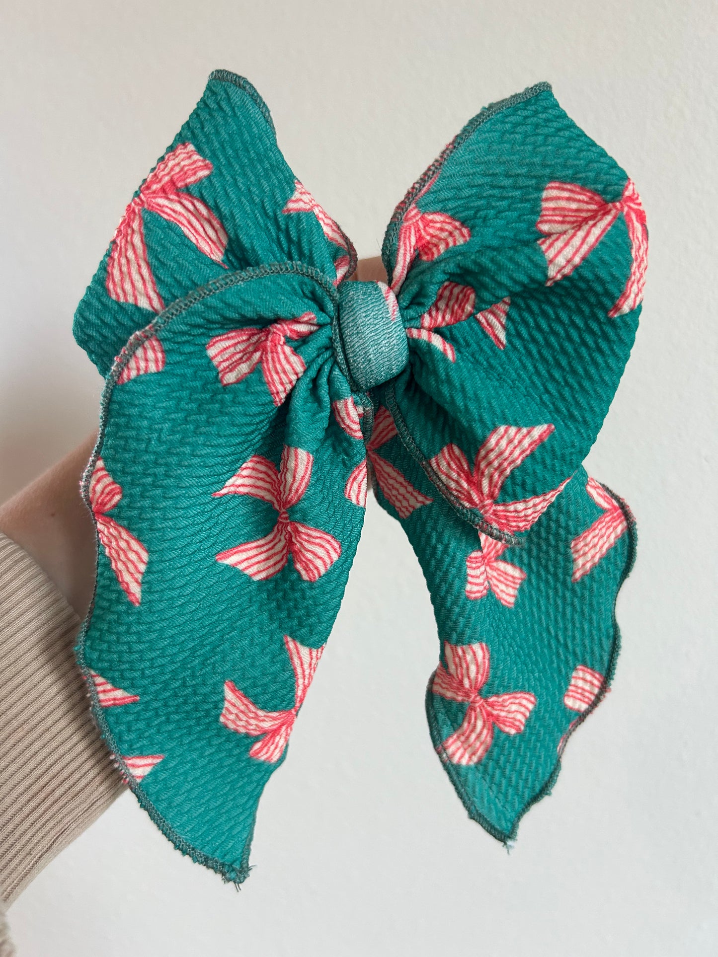 SAILOR BOW - READY TO SHIP - GREEN WITH RED BOWS