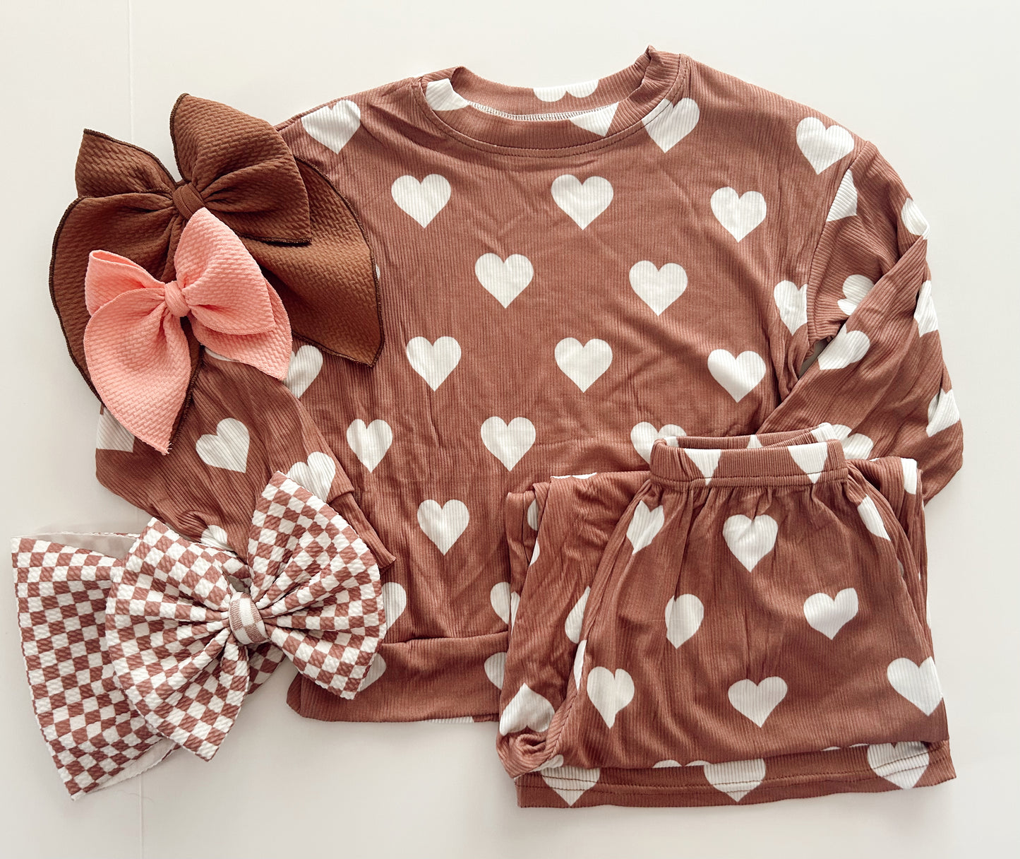 TAN HEARTS LOUNGE SET - READY TO SHIP