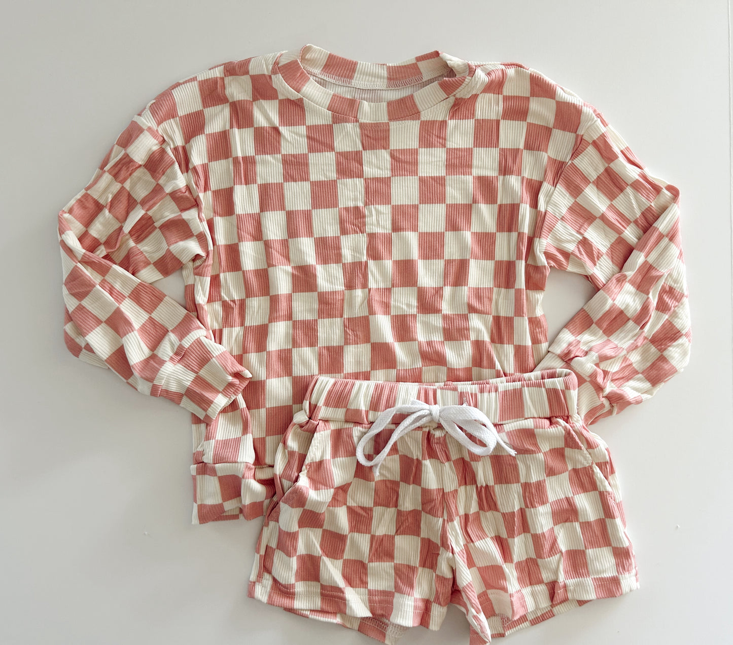 LOUNGE SET - PINK CHECKERED - READY TO SHIP