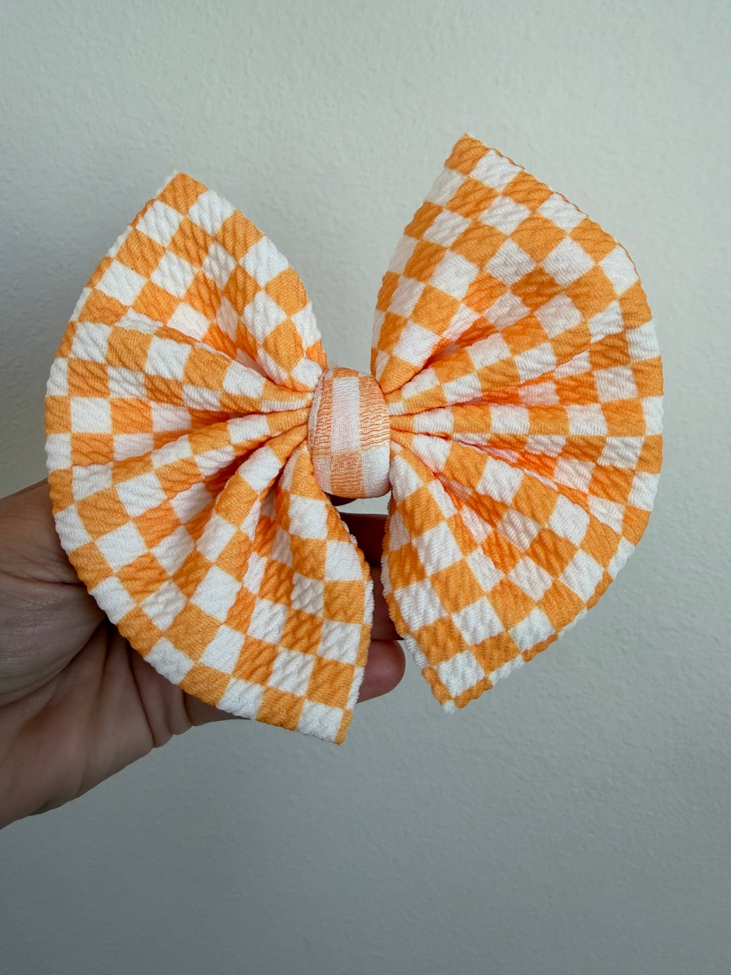BIG CLIP BOW - YELLOW/WHITE CHECKERED