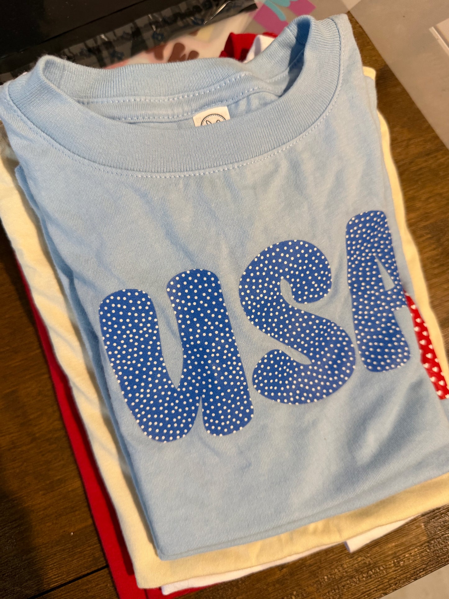 Stack of 6 4th of July tees sizes 3T - 7Y