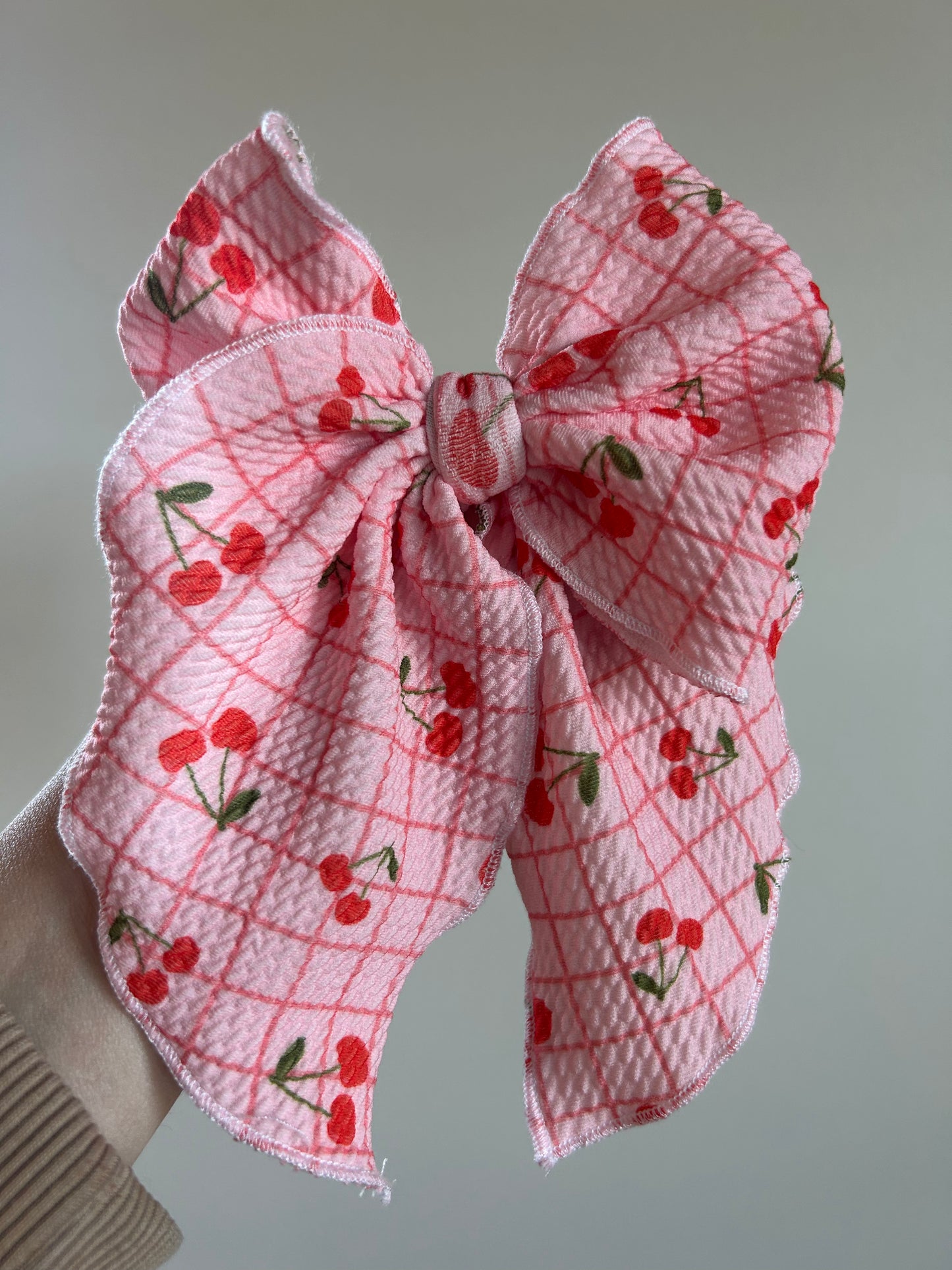 SAILOR BOW - READY TO SHIP -GRID CHERRIES