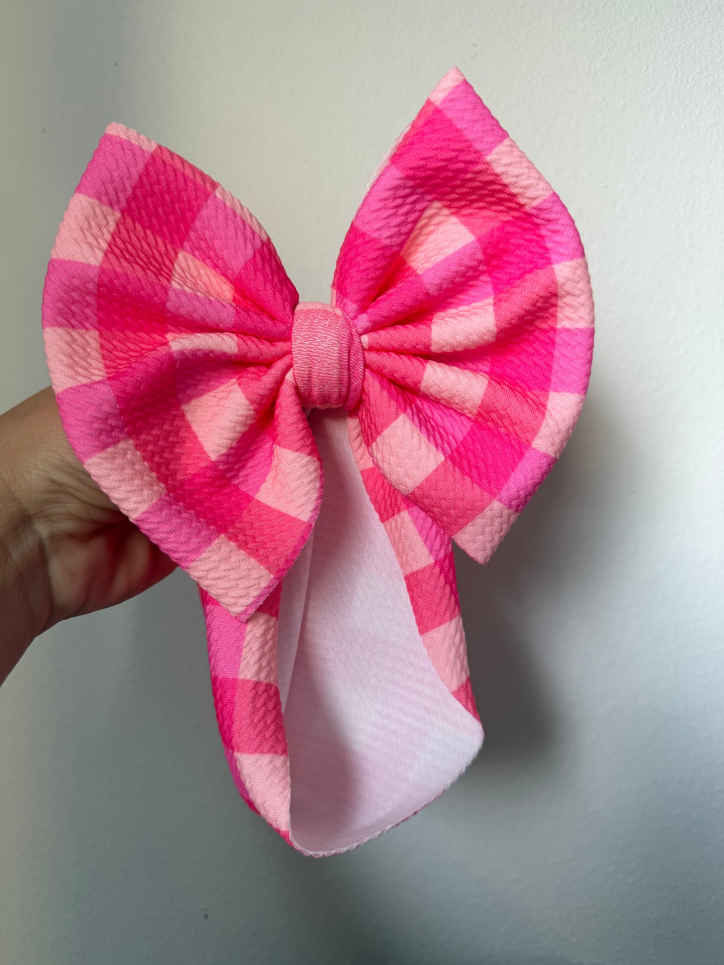 BOW - PINK / HOT PINK GINGHAM