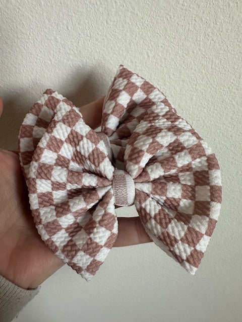 PIGGIE CLIPS - TAN/WHITE CHECKERED