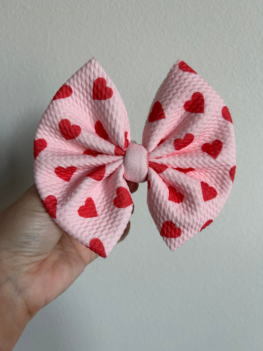 BIG CLIP BOW - RED HEARTS