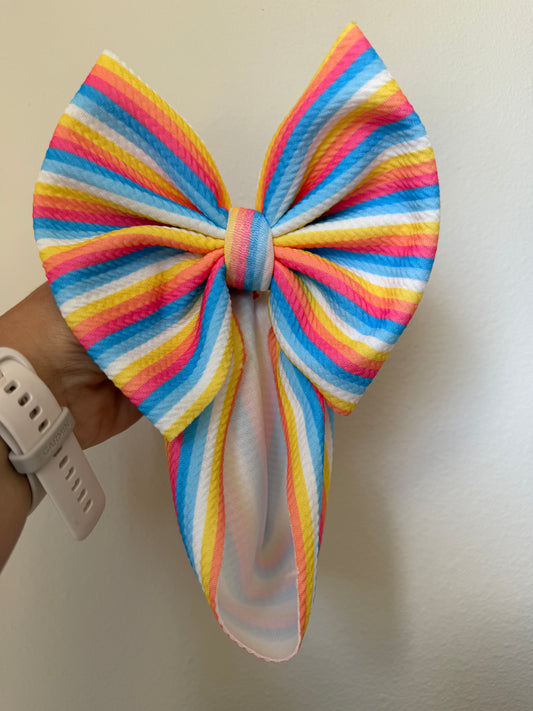 BOW - YELLOW/RED/BLUE STRIPE
