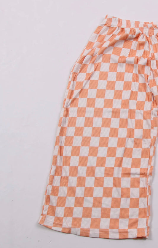 LOUNGE PANTS - LIGHT ORANGE /WHITE CHECKERED