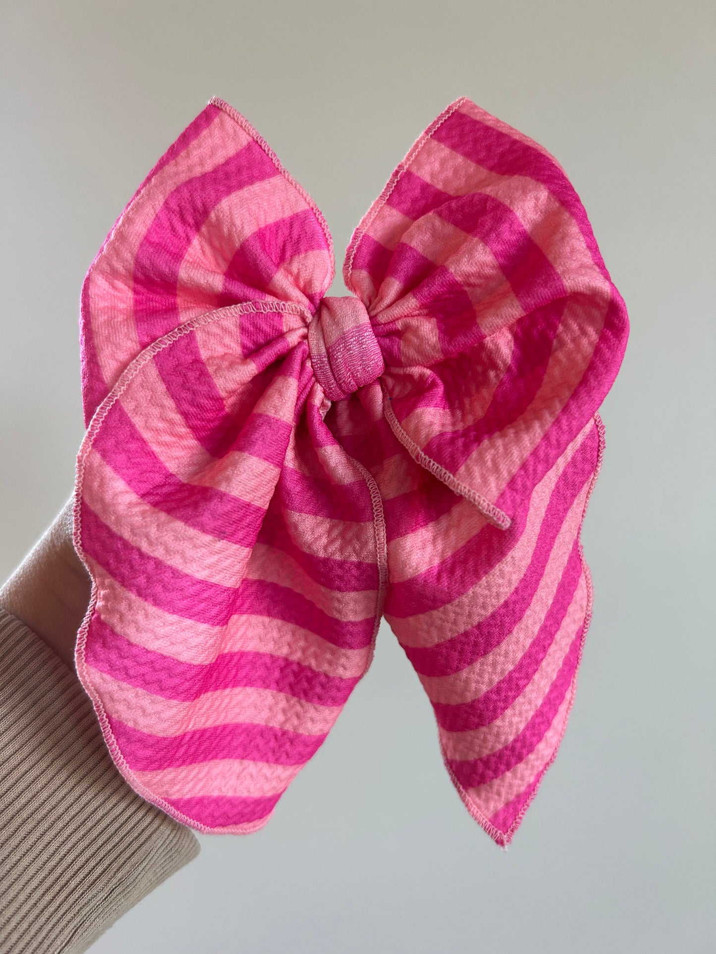 SAILOR BOW - READY TO SHIP - PINK/PINK STRIPE