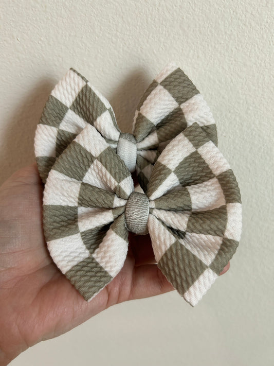 PIGGIE CLIPS - SAGE CHECKERED