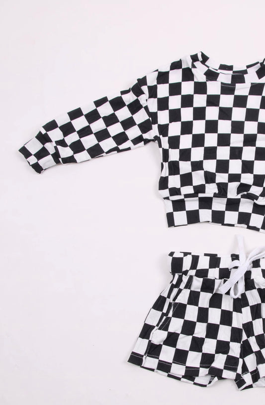 HALLOWEEN LOUNGE SET - BLACK/WHITE CHECKERED