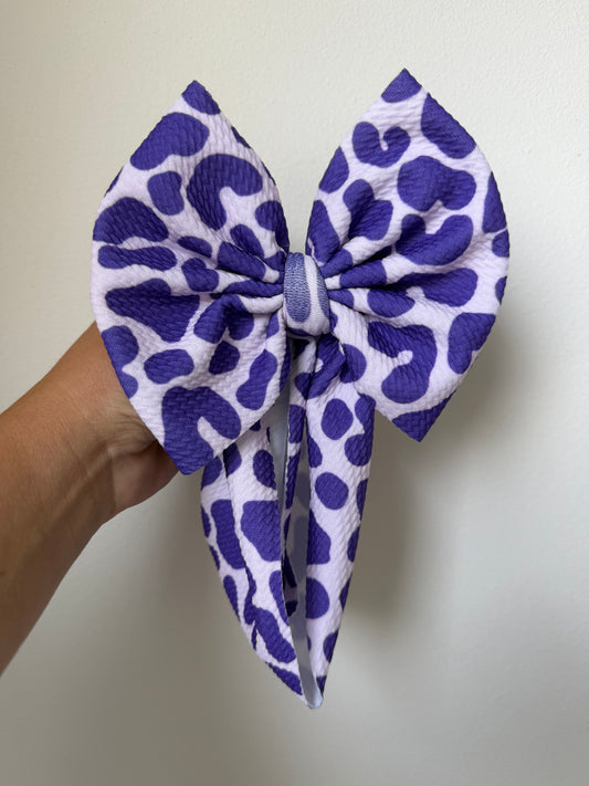 HALLOWEEN BOW - PURPLE/PURPLE CHEETAH