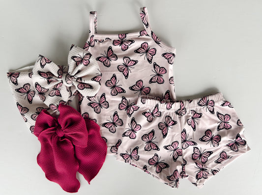 TANK/SHORT SET - PINK BUTTERFLIES
