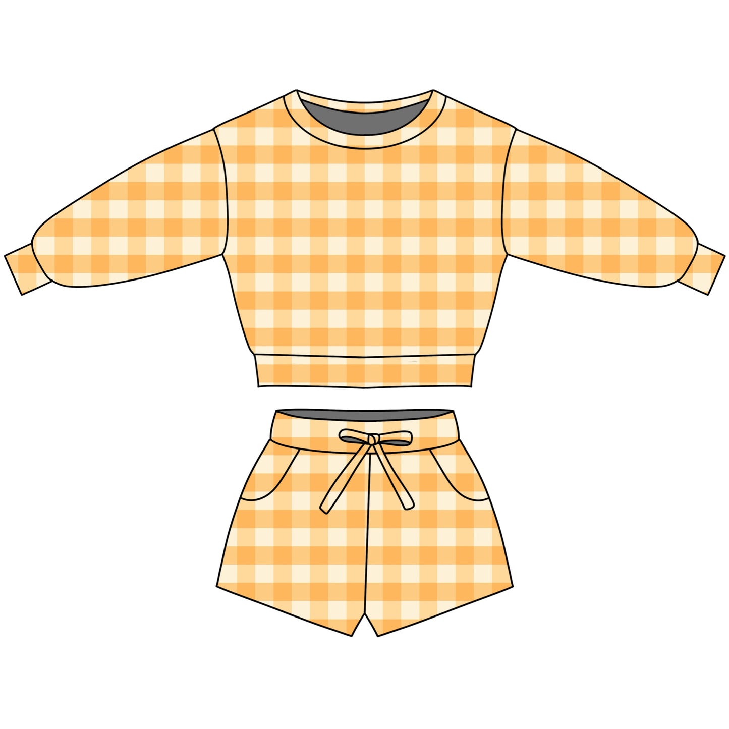 LOUNGE SET - RIBBED BAMBOO - PRE ORDER - YELLOW GINGHAM