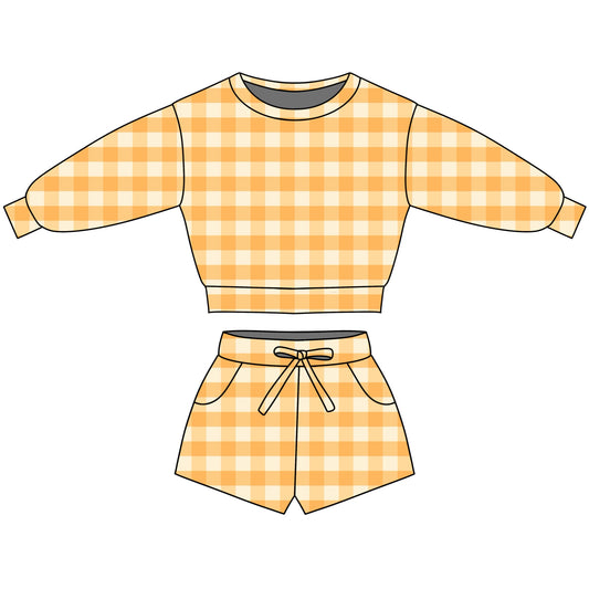 LOUNGE SET - RIBBED BAMBOO - PRE ORDER - YELLOW GINGHAM