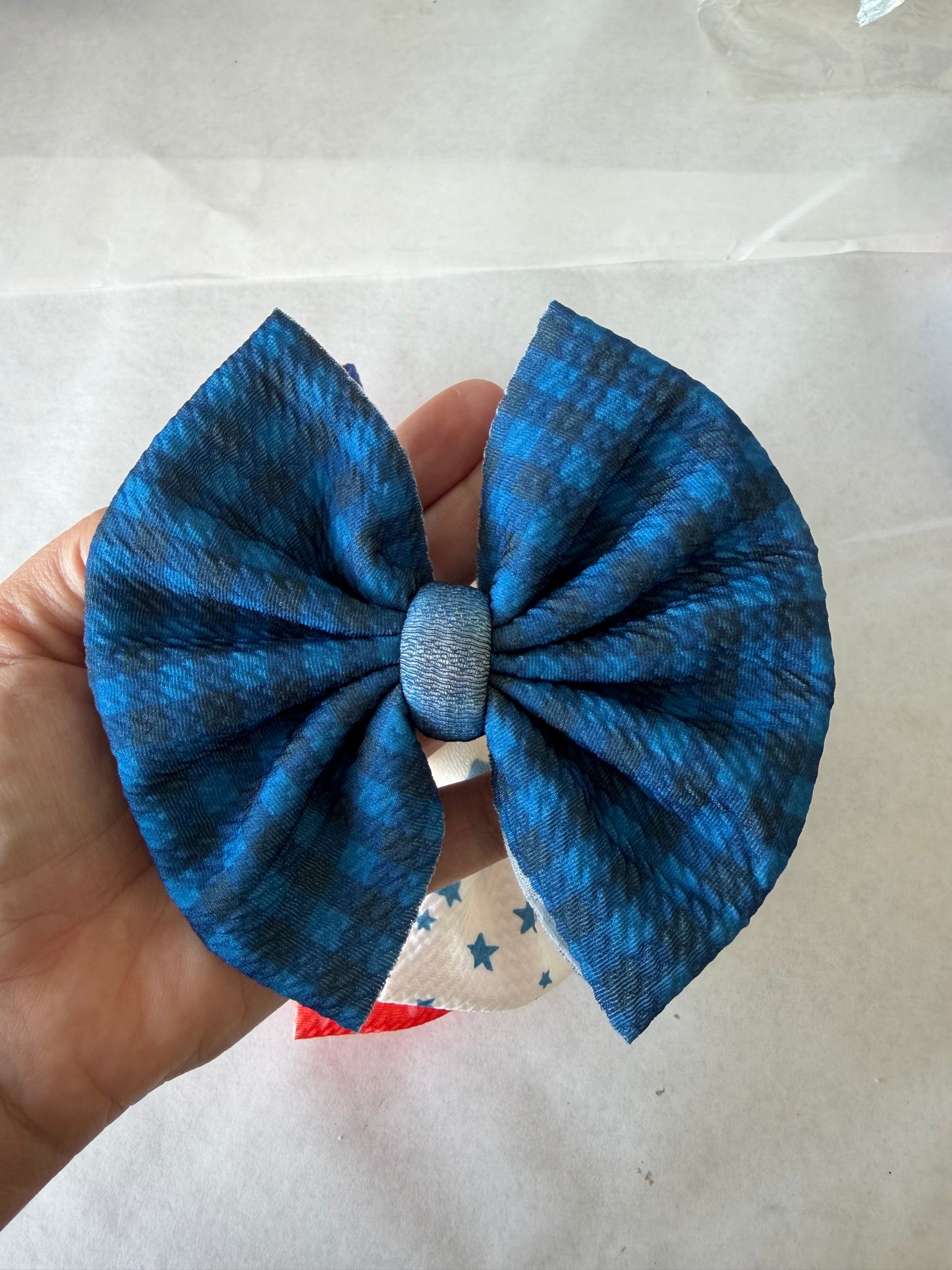 4TH OF JULY - BIG CLIP - BLUE GINGHAM